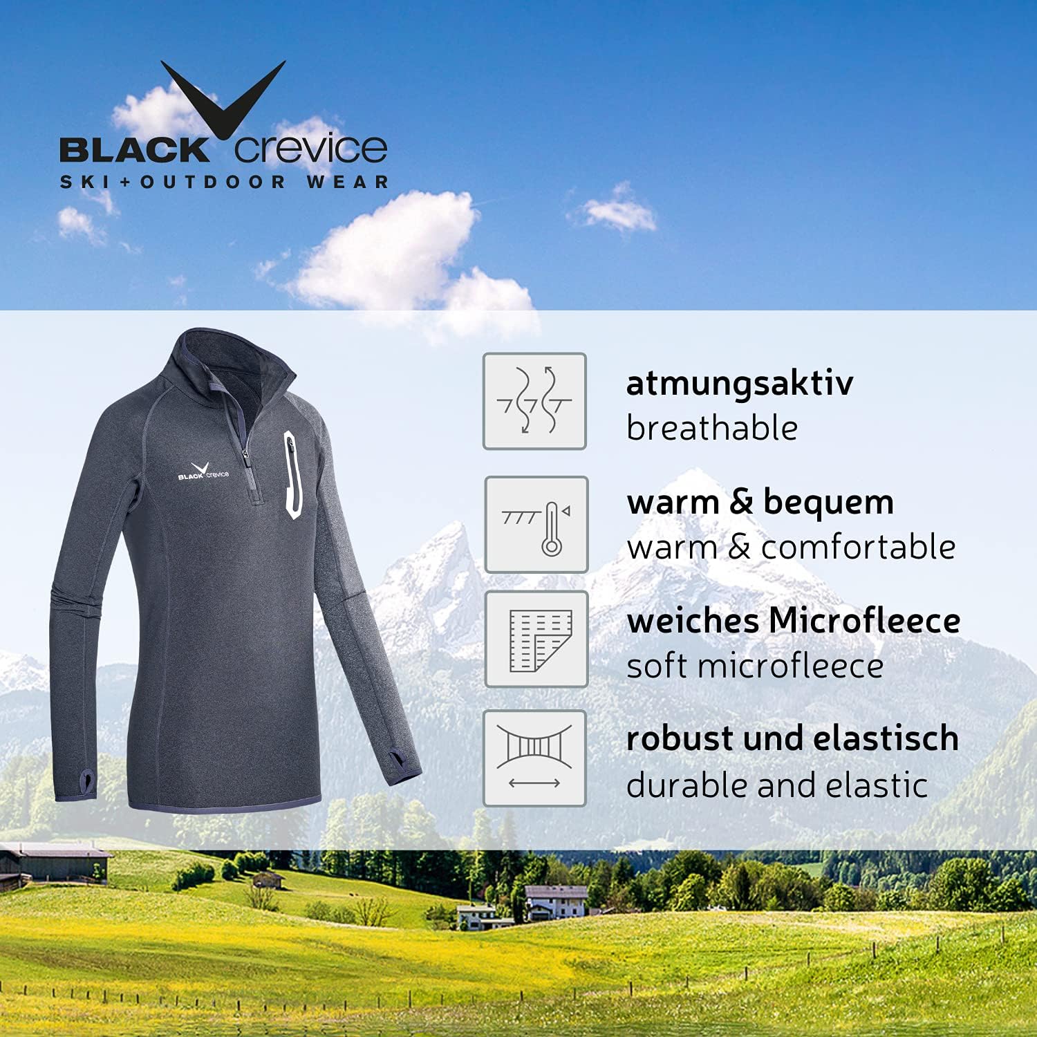 Thumbnail 3 de Black Crevice Second Layer Midlayer BCR297238 – Maglione in micropile da donna