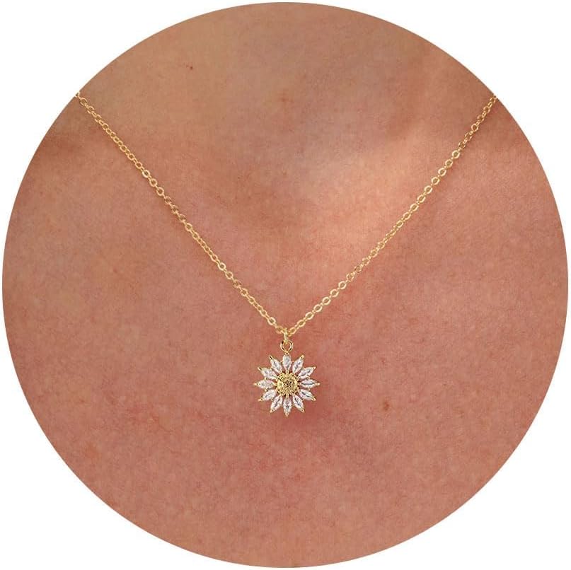 Detalle de HANLI 14K Gold vergoldete Halskette für Damen mit Anhänger – zarte Kette, hypoallergen
