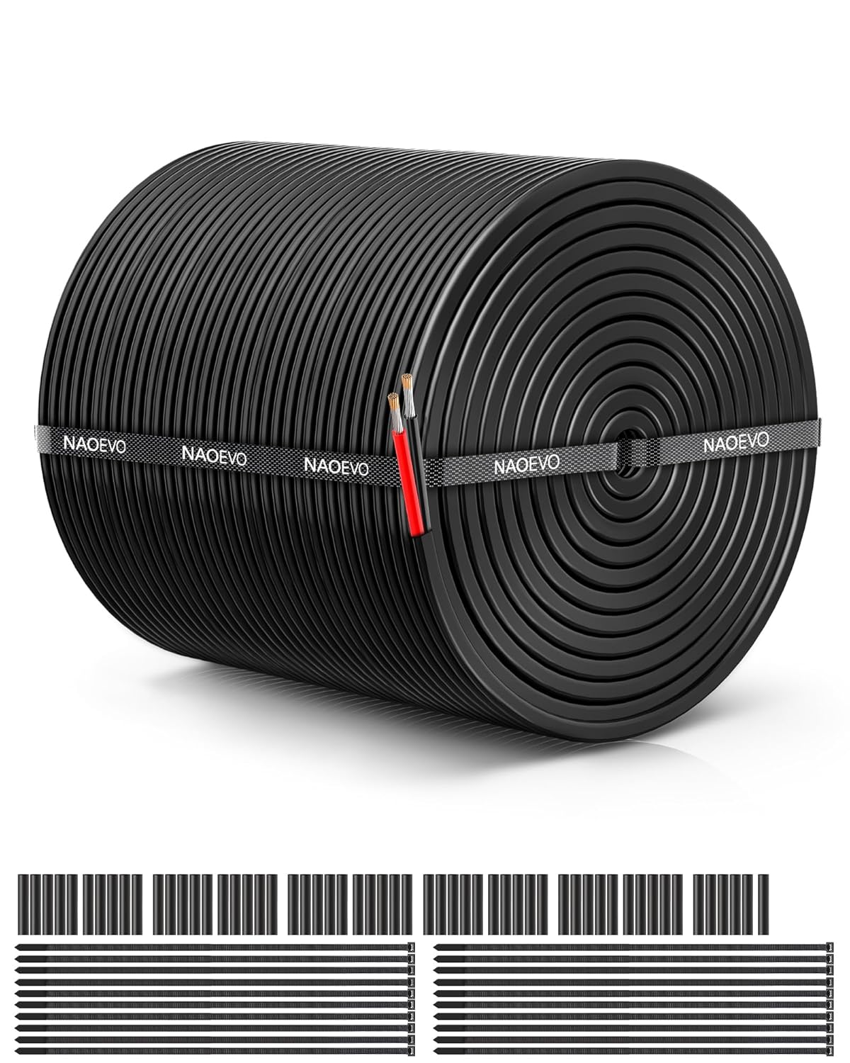 Detalle de NAOEVO 14 Gauge 2 Conductor Electrical Wire (14 AWG) – 500FT, IP68 Waterproof, Tinned Copper, PVC Jacket