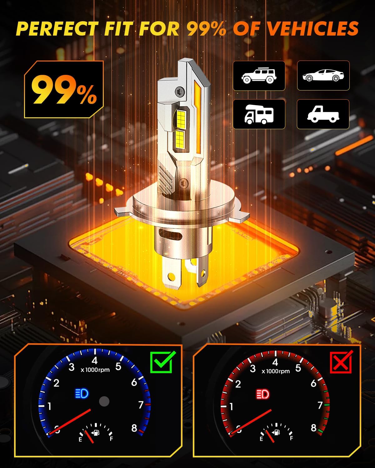 Thumbnail 4 de Termitor 2026 Upgraded H13 H/L Light Bulbs (Hi/Low) — 6500K Cool White, Plug-and-Play, Pack of 2