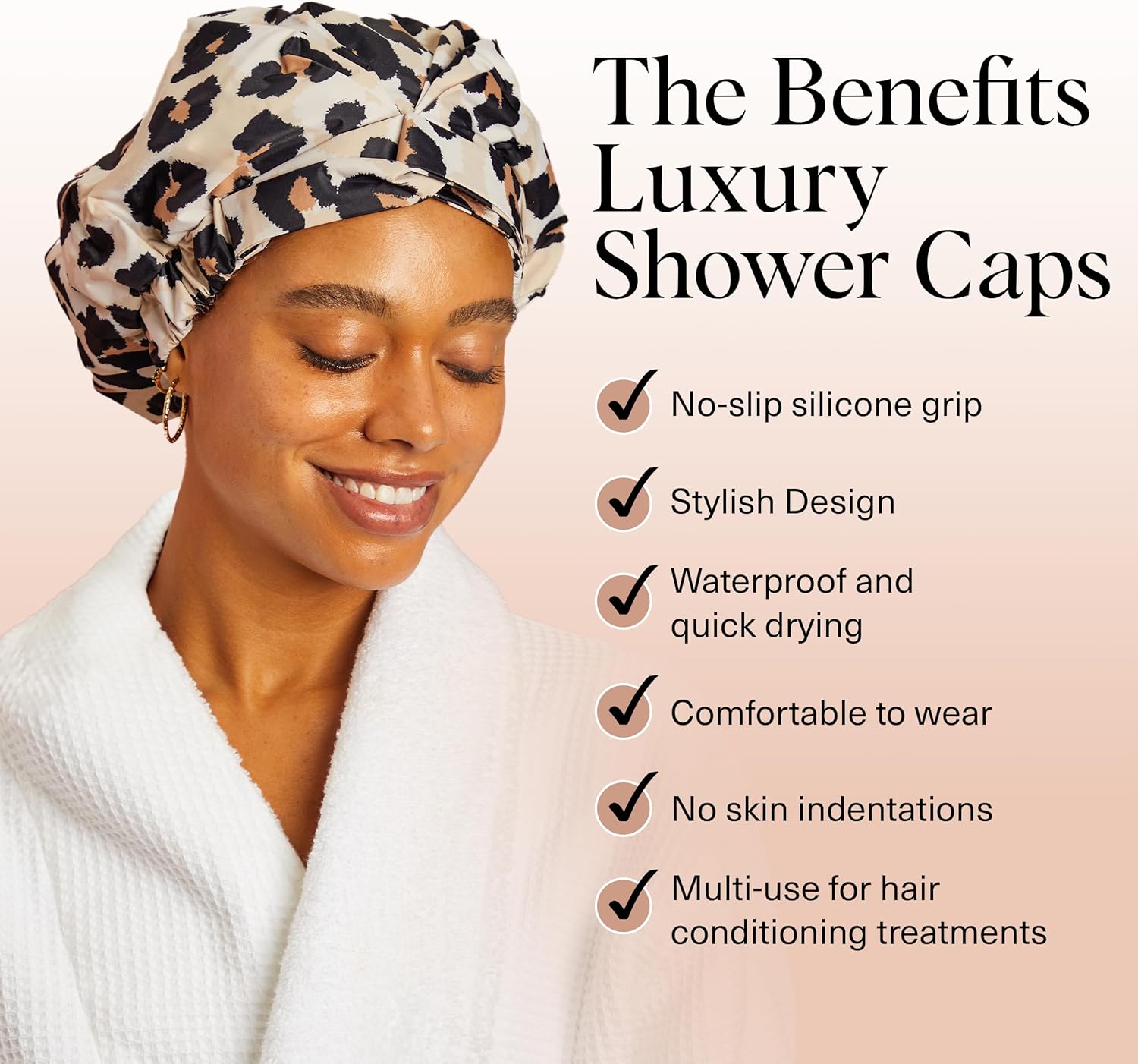 Thumbnail 1 de Kitsch Bonnet de Douche Luxe pour Femmes – Réutilisable, Imperméable et Anti-glisse, Léopard