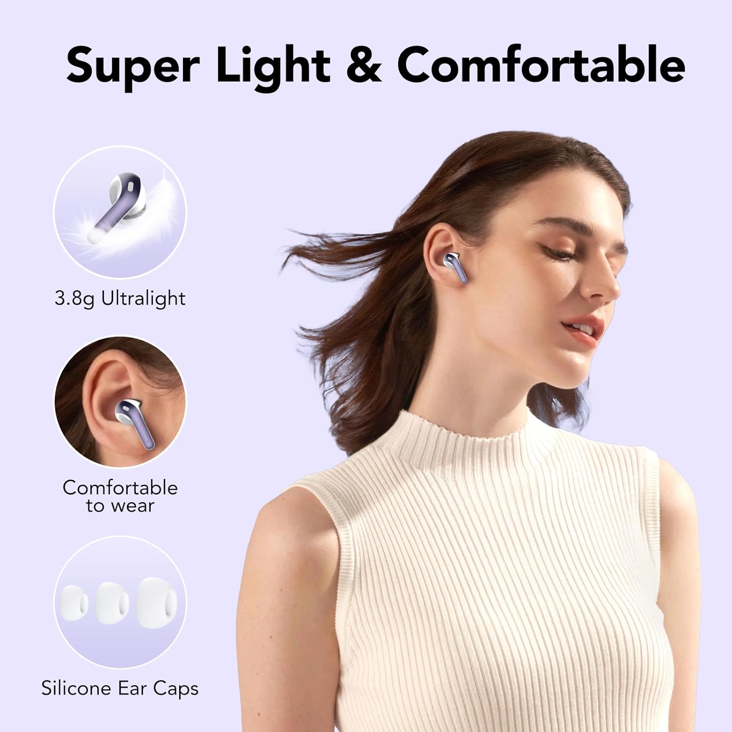 Thumbnail 5 de Bluetooth In-Ear Kopfhörer mit Noise Cancelling, 4-ENC-Mikrofonen und Bluetooth 5.3 (50 Std., IPX11) – Phantom-Violett