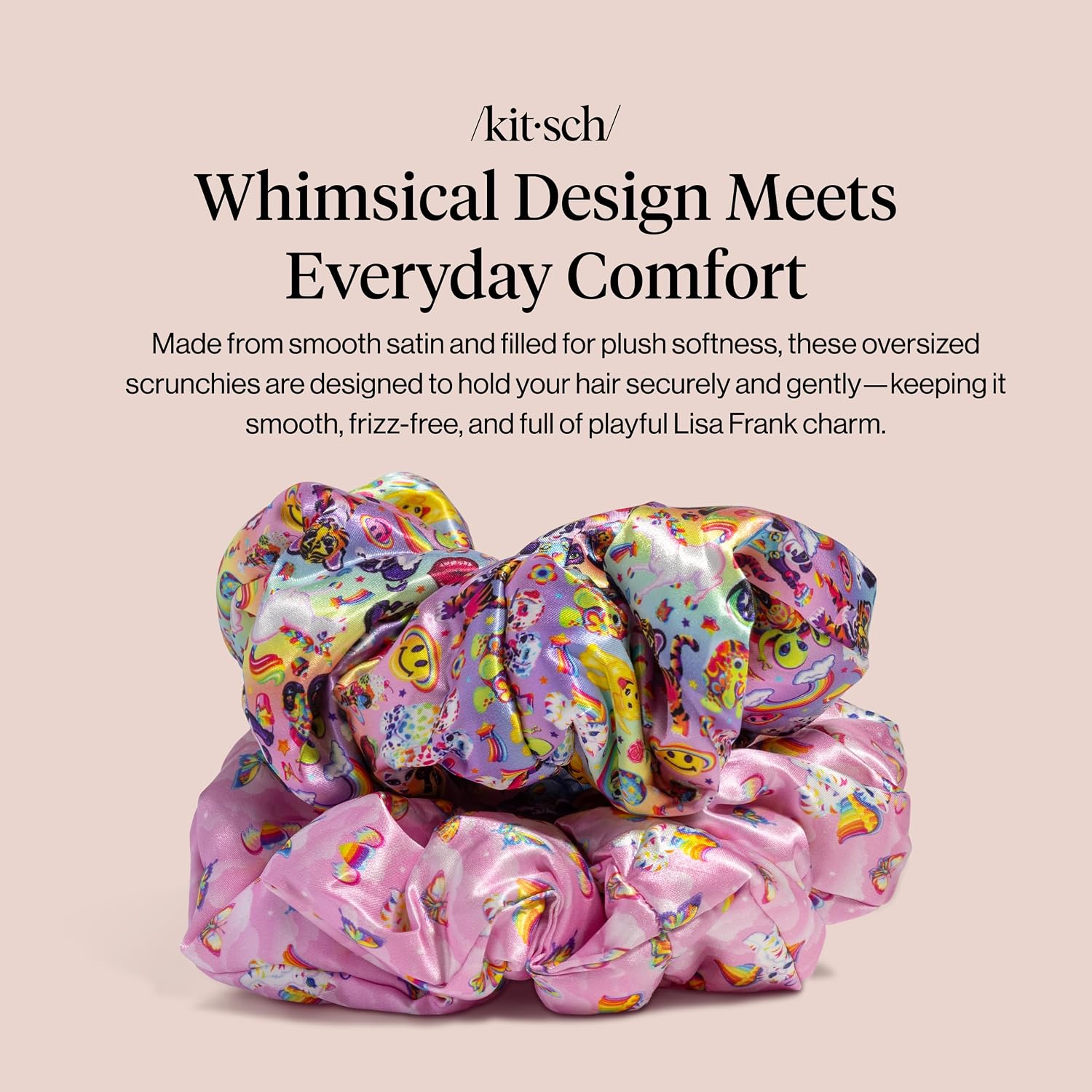 Detalle 2 de Lisa Frank x Kitsch Satin Scrunchies 2pcs 🎀