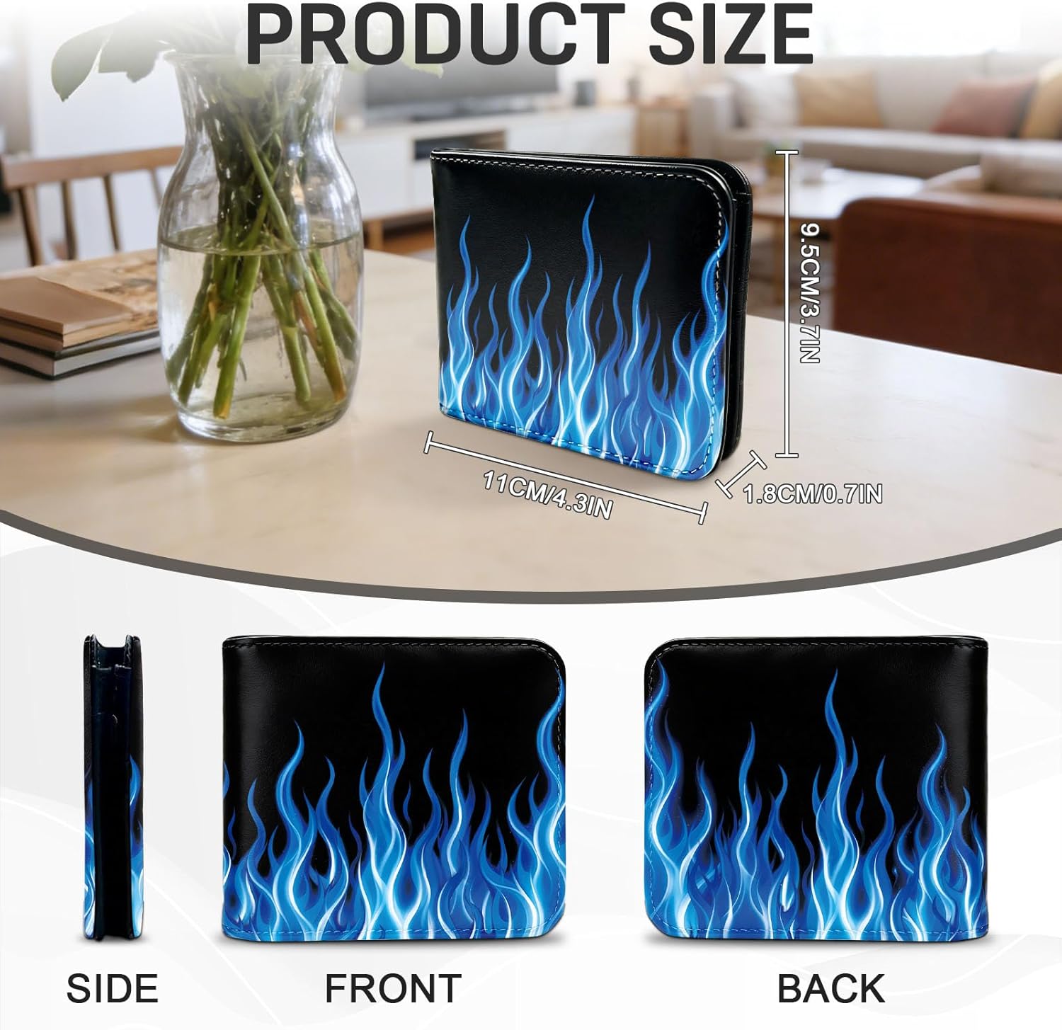 Thumbnail 1 de NEIUJADK Kids Wallets for Boys: Blue Flame Bifold with Zipper Coin Pocket