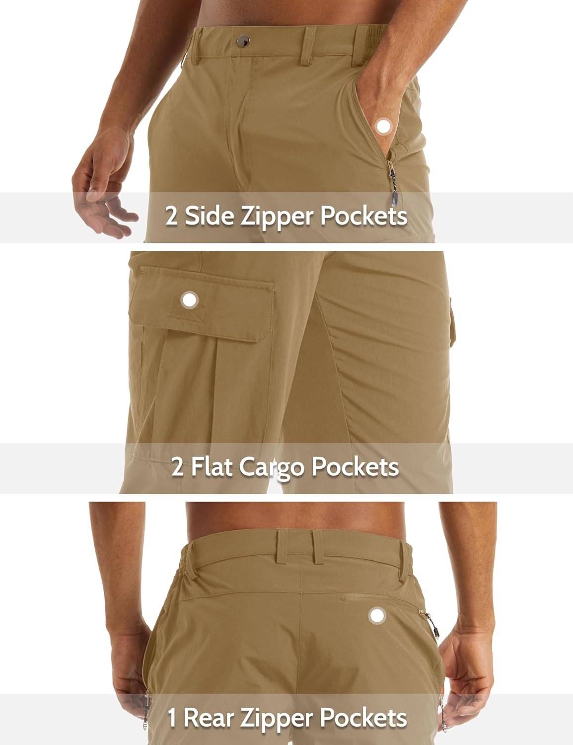 Detalle de MAGCOMSEN Men's Workout Gym Shorts Quick Dry 3/4 Capri Pants with Zipper Pockets