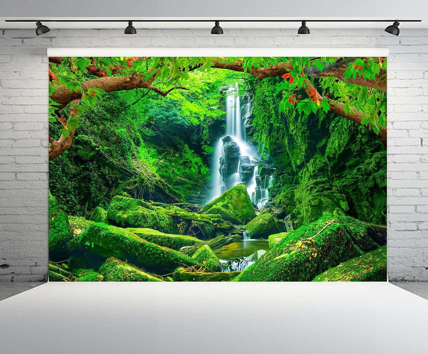 Detalle de CHNBGPRO 2.1m x 1.5m Green Jungle Waterfall Backdrop