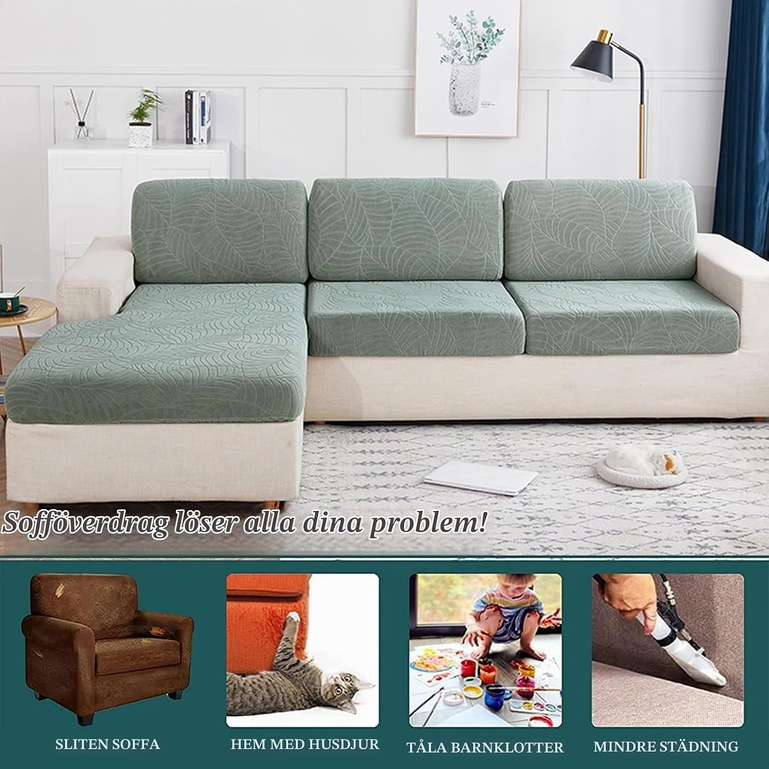 Thumbnail 6 de YUMEIGE boqu Couch Covers soffkuddsöverdrag, gräsgrönt för 2-sitsdyna