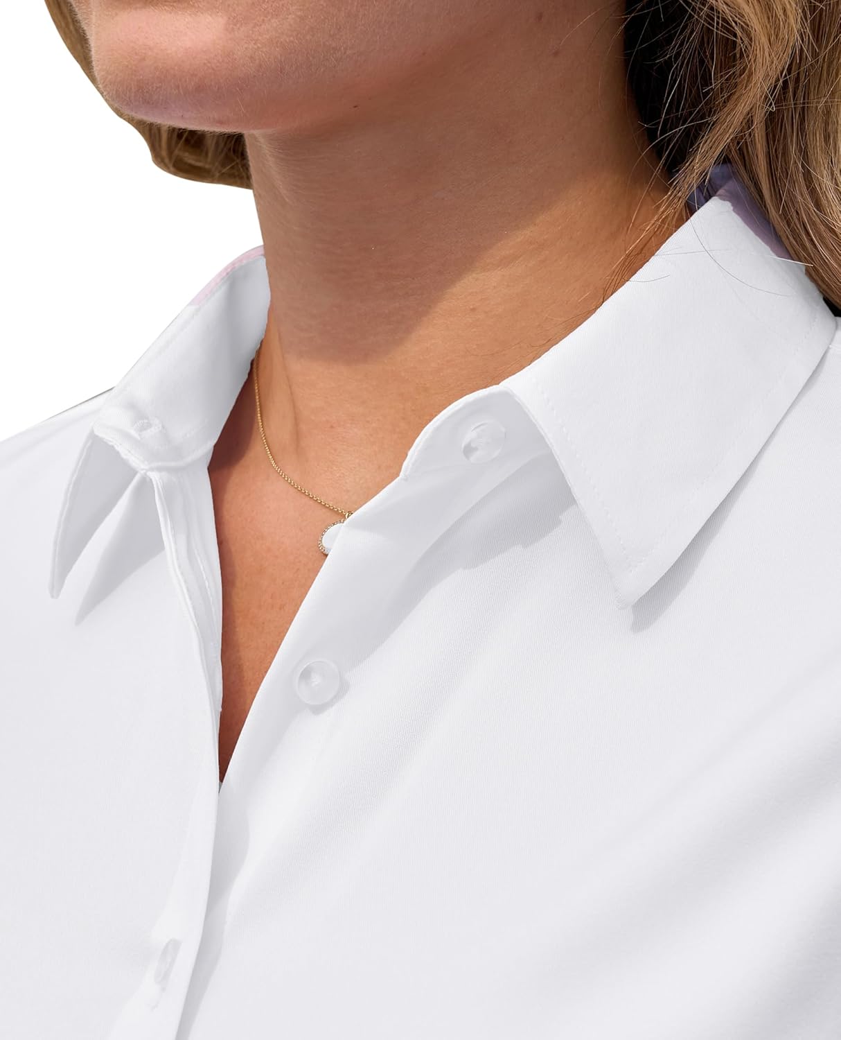 Detalle de Siliteelon Damen Bluse bügelfrei Regular fit mit Stretch – Unifarbenes Business- und Freizeithemd