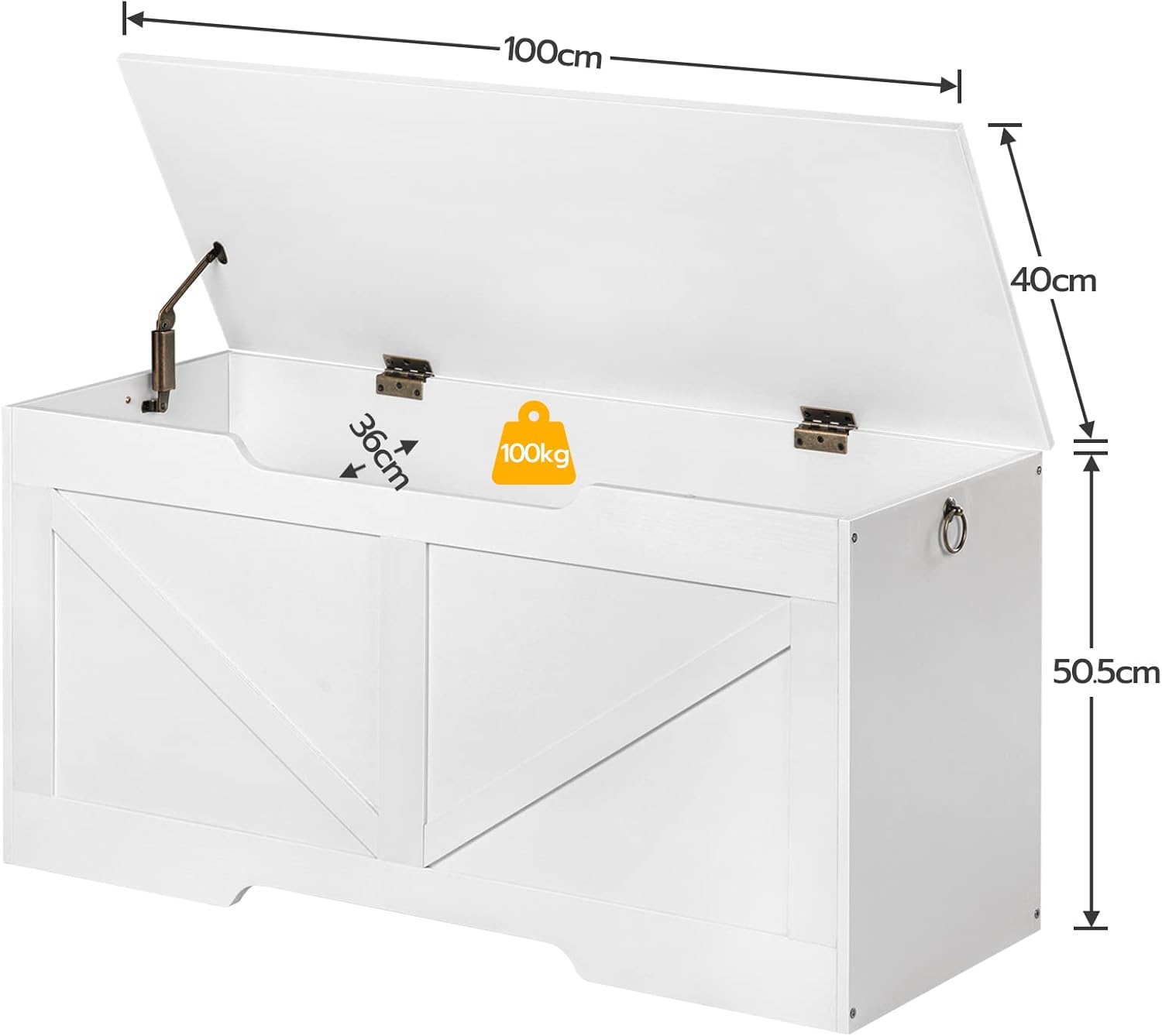 Thumbnail 4 de HOOBRO Cassapanca con contenitore per bambini 100 cm bianco, panca bauletto con cerniere di sicurezza