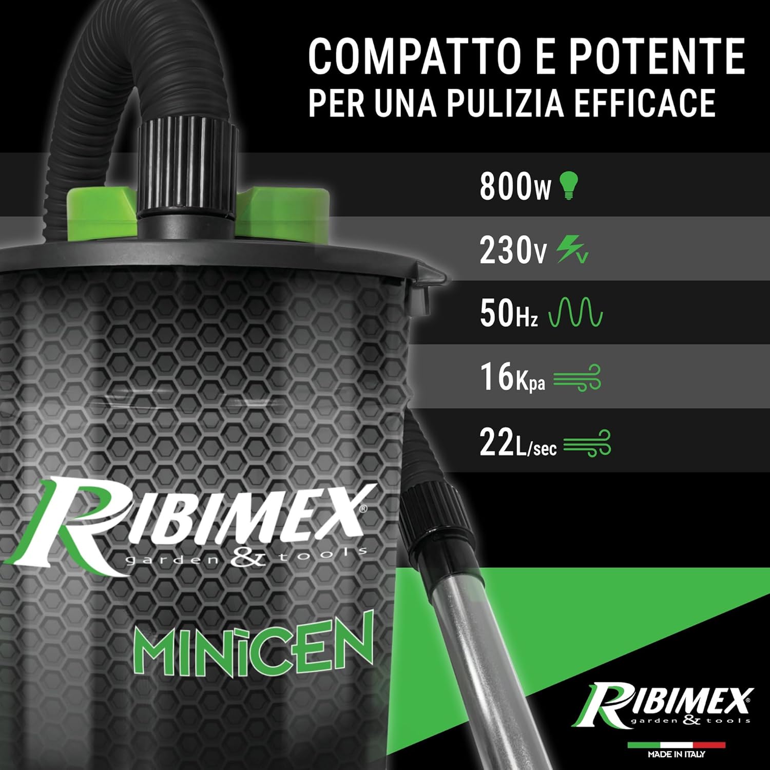Thumbnail 2 de Ribimex Aspiracenere Elettrico Minicen 800 W con Filtro HEPA Lavabile e Serbatoio 10 L – PRCEN011