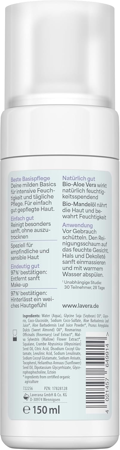 Detalle de lavera Basis Sensitiv Mousse nettoyante – Douceur et naturalité pour peaux sensibles