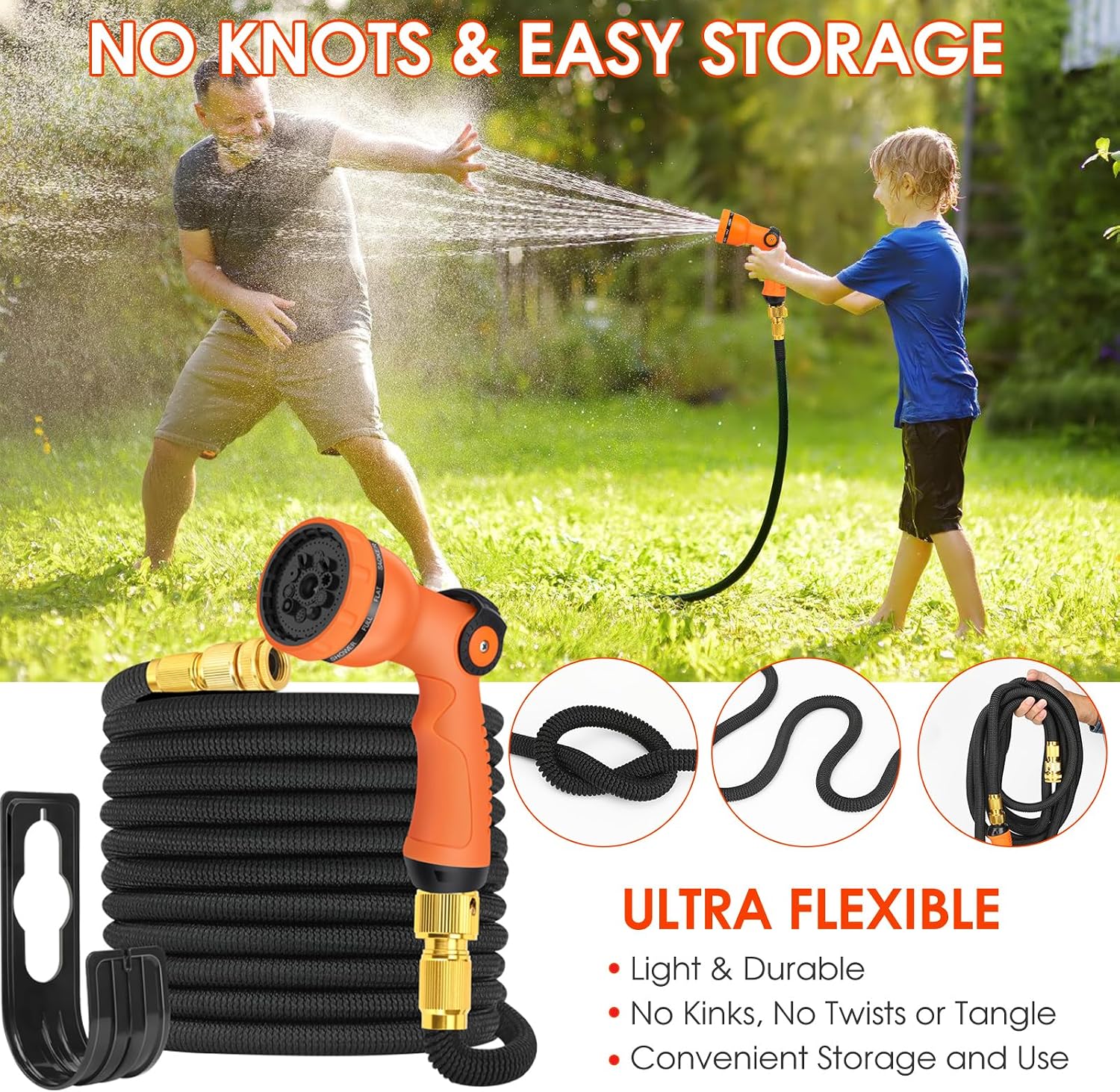 Detalle 2 de Expandable Garden Hose 50FT with 10-Function Gun: Durable, Flexible and Easy to Use