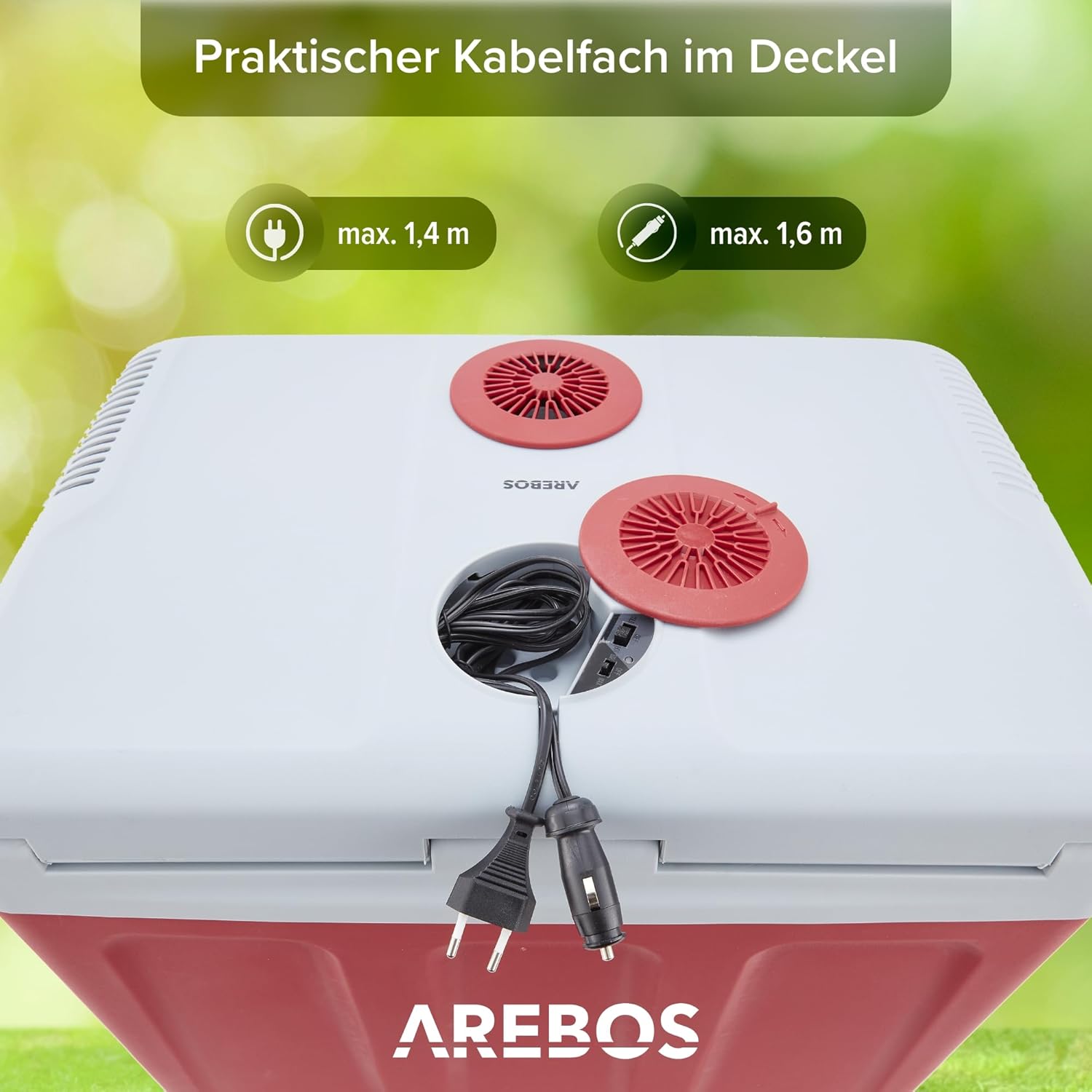 Detalle de Arebos 40 Liter Kühlbox: mobiler Kühlschrank für Auto & Steckdose