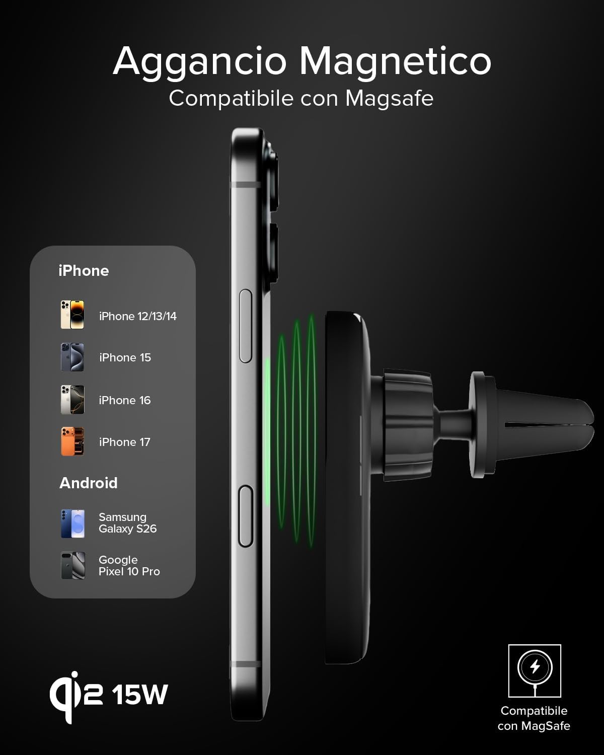 Thumbnail 4 de SBS Qi2 15W Caricatore Wireless MagSafe Auto