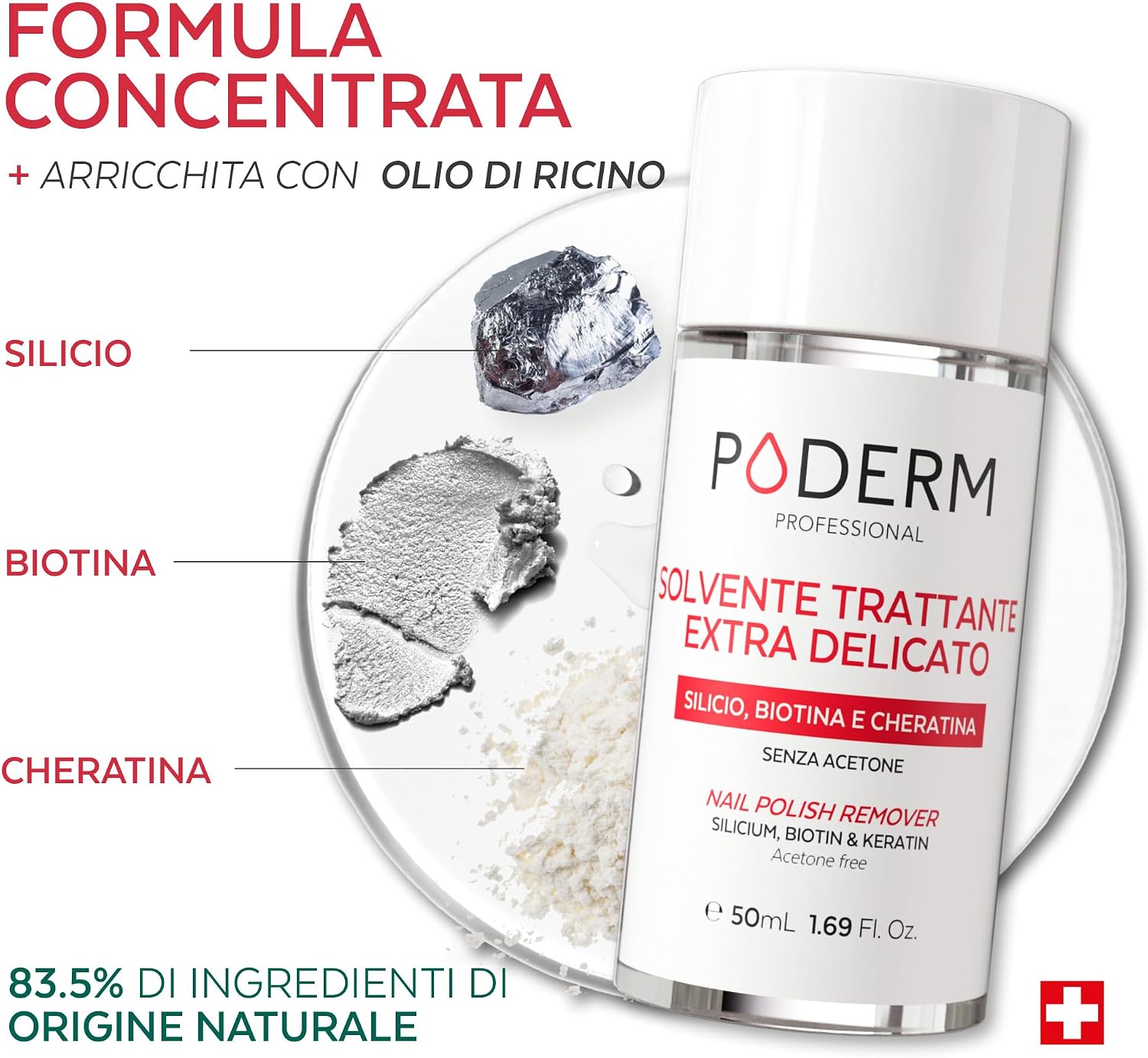 Detalle de PODERM Solvente per unghie extra delicato al tea tree senza acetone (100 ml)