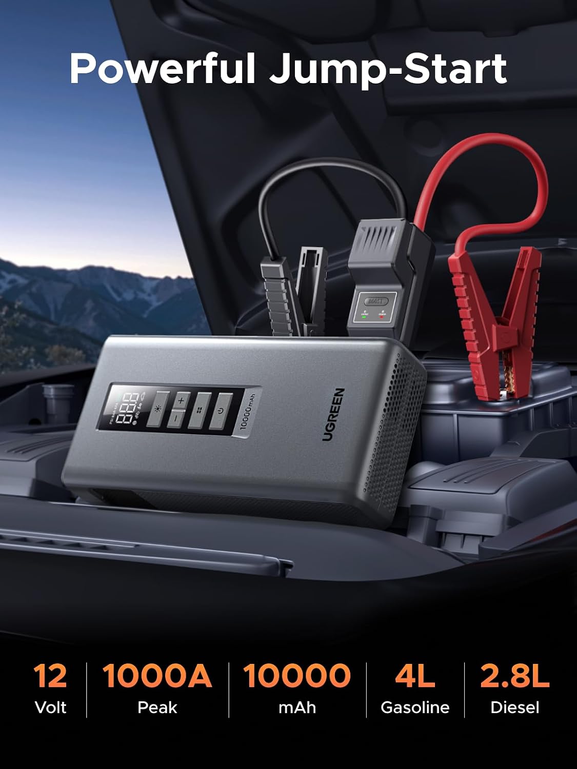 Thumbnail 1 de UGREEN Jump Starter Power Pack with Tyre Inflator for 4L Gasoline and 2.8L Diesel Engines