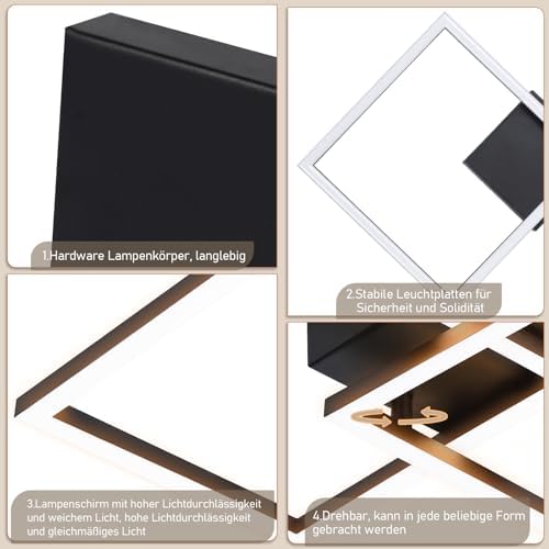 Detalle 2 de cupgow PC-JX – czarna lampa sufitowa LED 24 W, ciepłe światło 3000 K