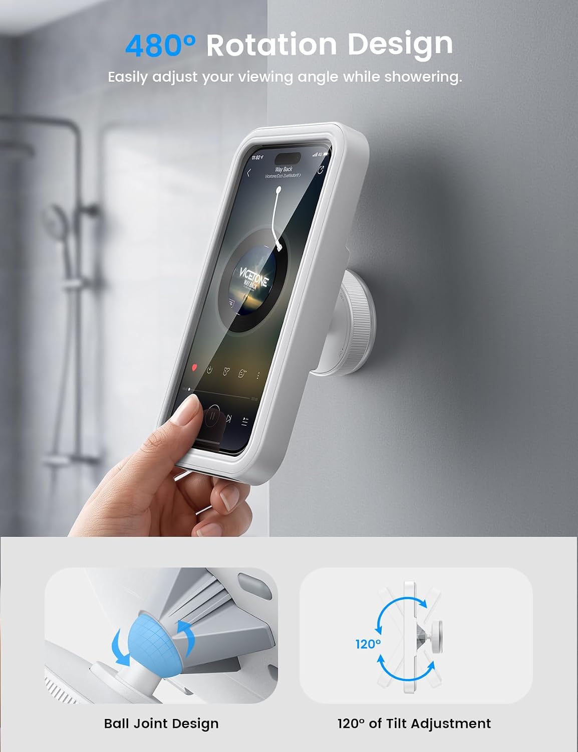 Thumbnail 6 de Lamicall Vacuum Suction Shower Phone Holder, 30 lb Hold, 360° Adjustment