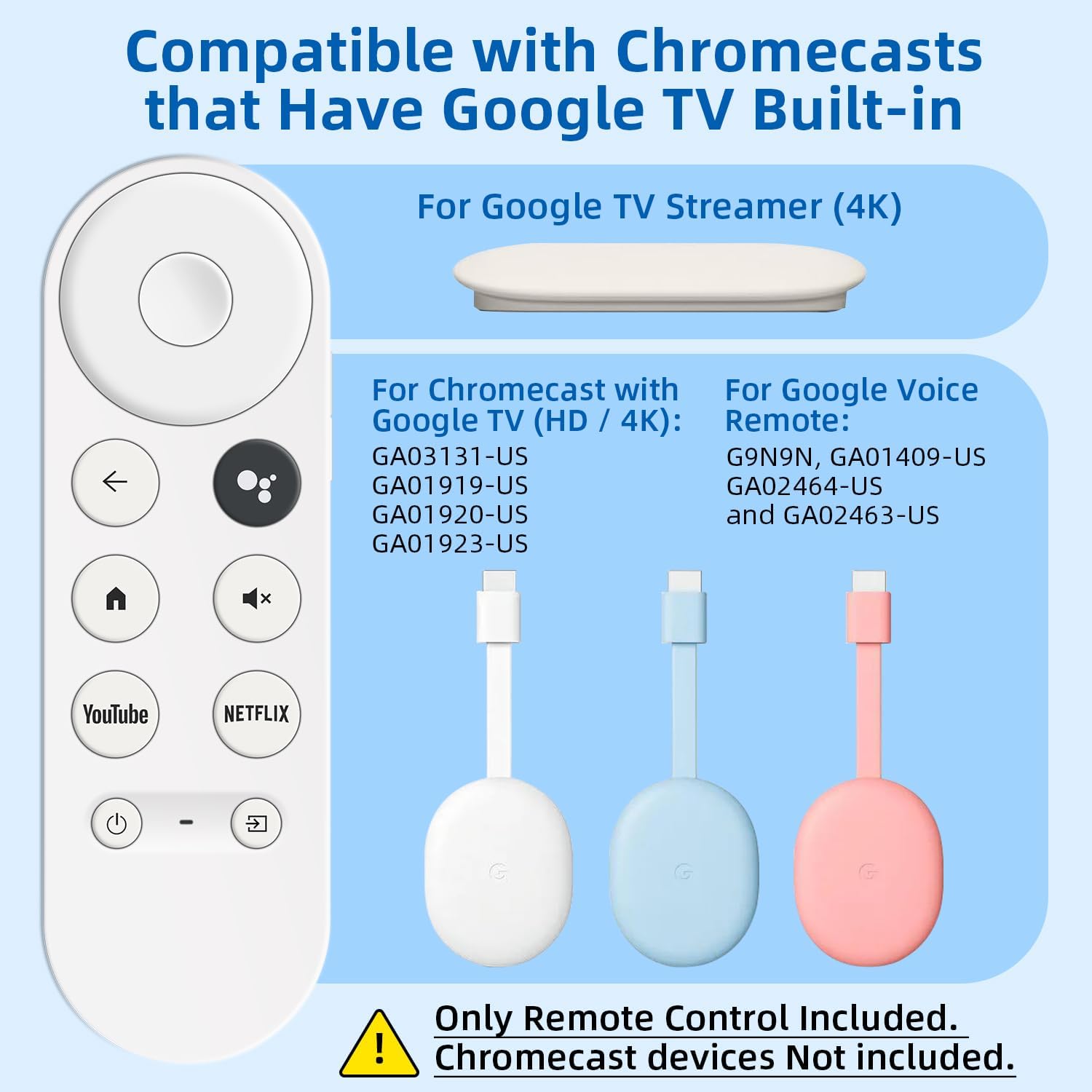 Thumbnail 1 de Replacement Remote for Chromecast with Google TV (Voice Control) — 1-Year Warranty
