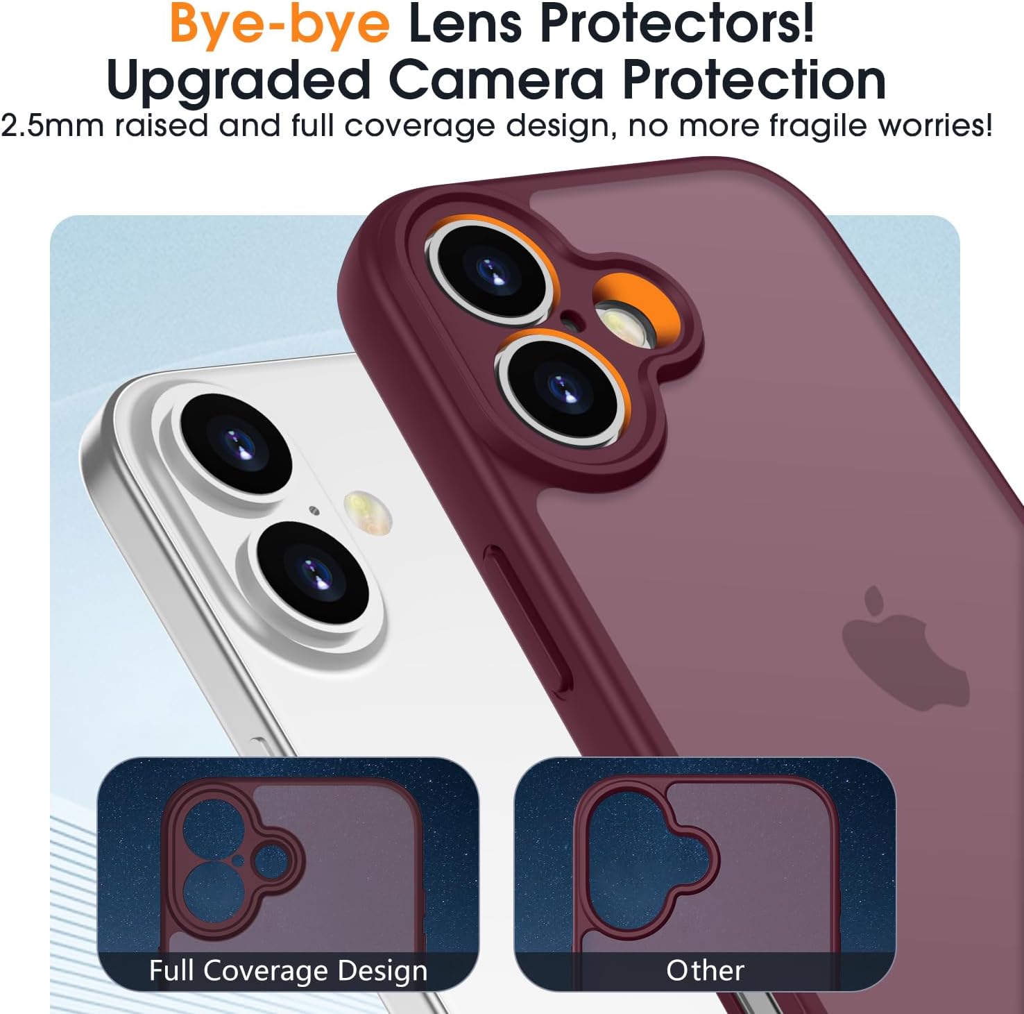 Detalle de KPPIT iPhone 17 case (Shockproof Military Grade) in wine red – frosted translucent protection