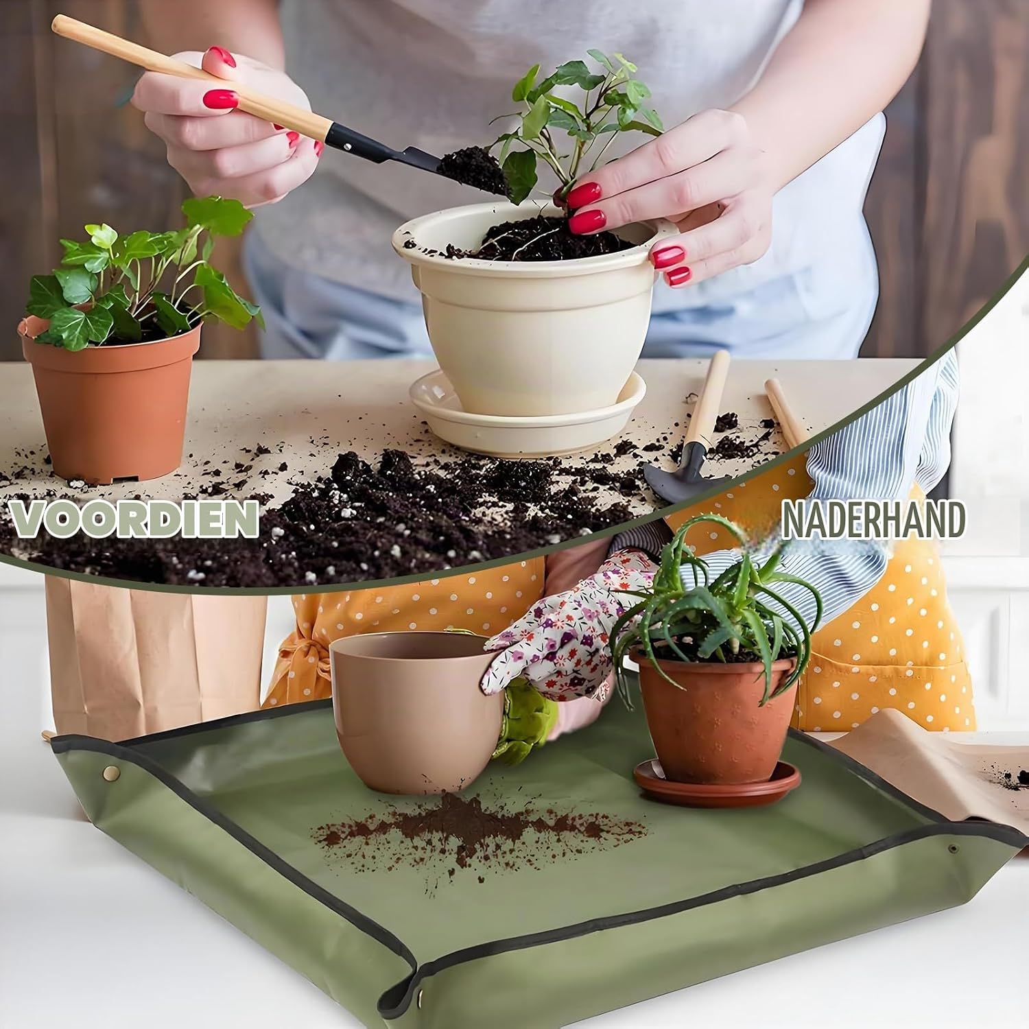 Detalle de Kisstta waterdichte plantenmat 75 x 75 cm, opvouwbaar en waterafstotend
