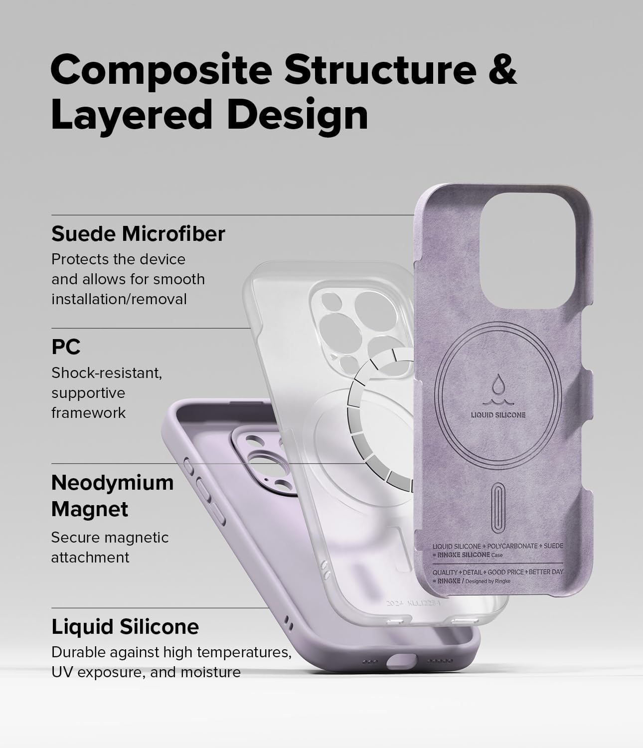 Thumbnail 6 de Ringke Silicone Magnetic Case for iPhone 16 Pro (Light Purple) – MagSafe Compatible
