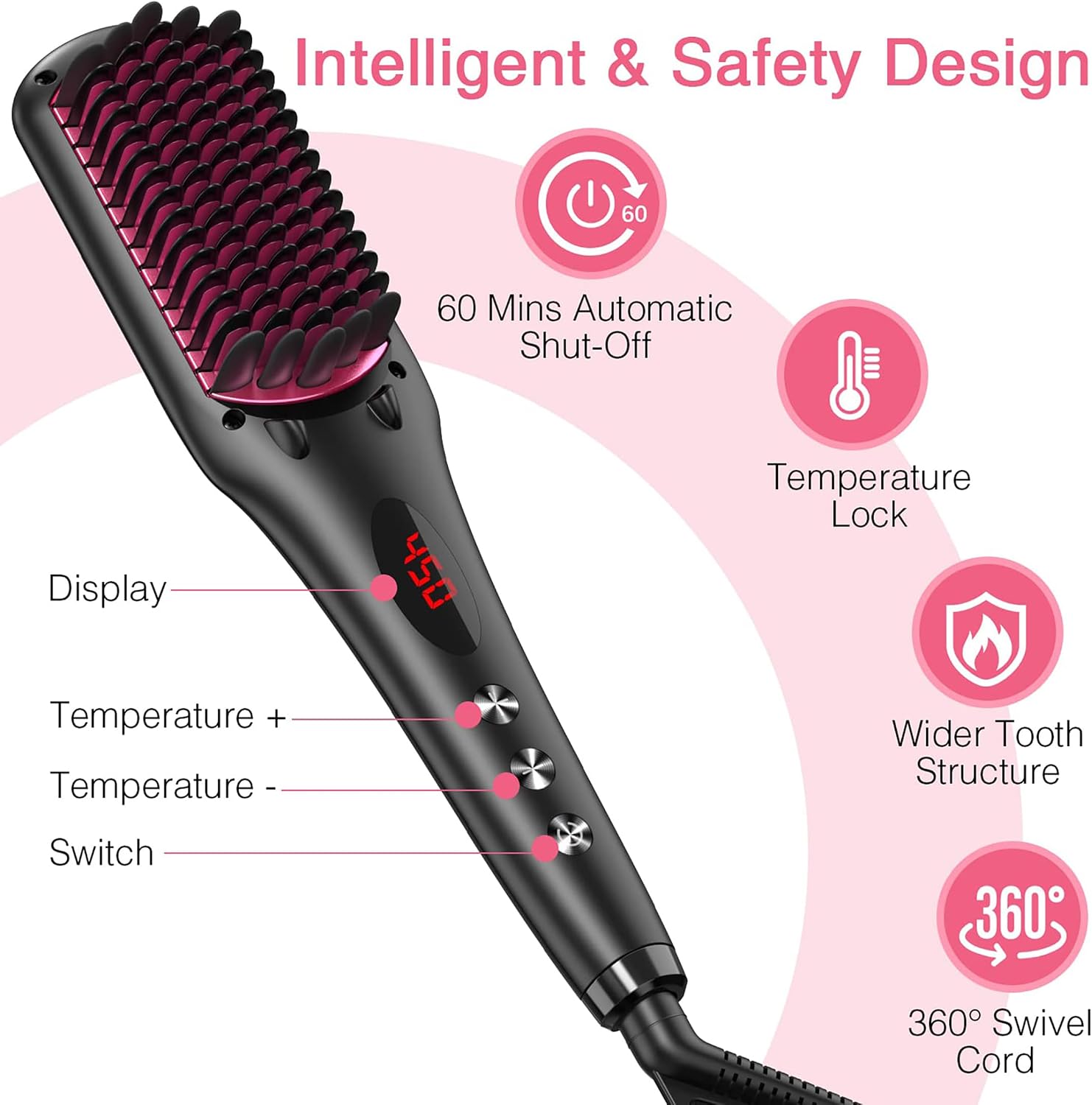 Detalle 2 de MiroPure 2 in 1 hair straightener brush