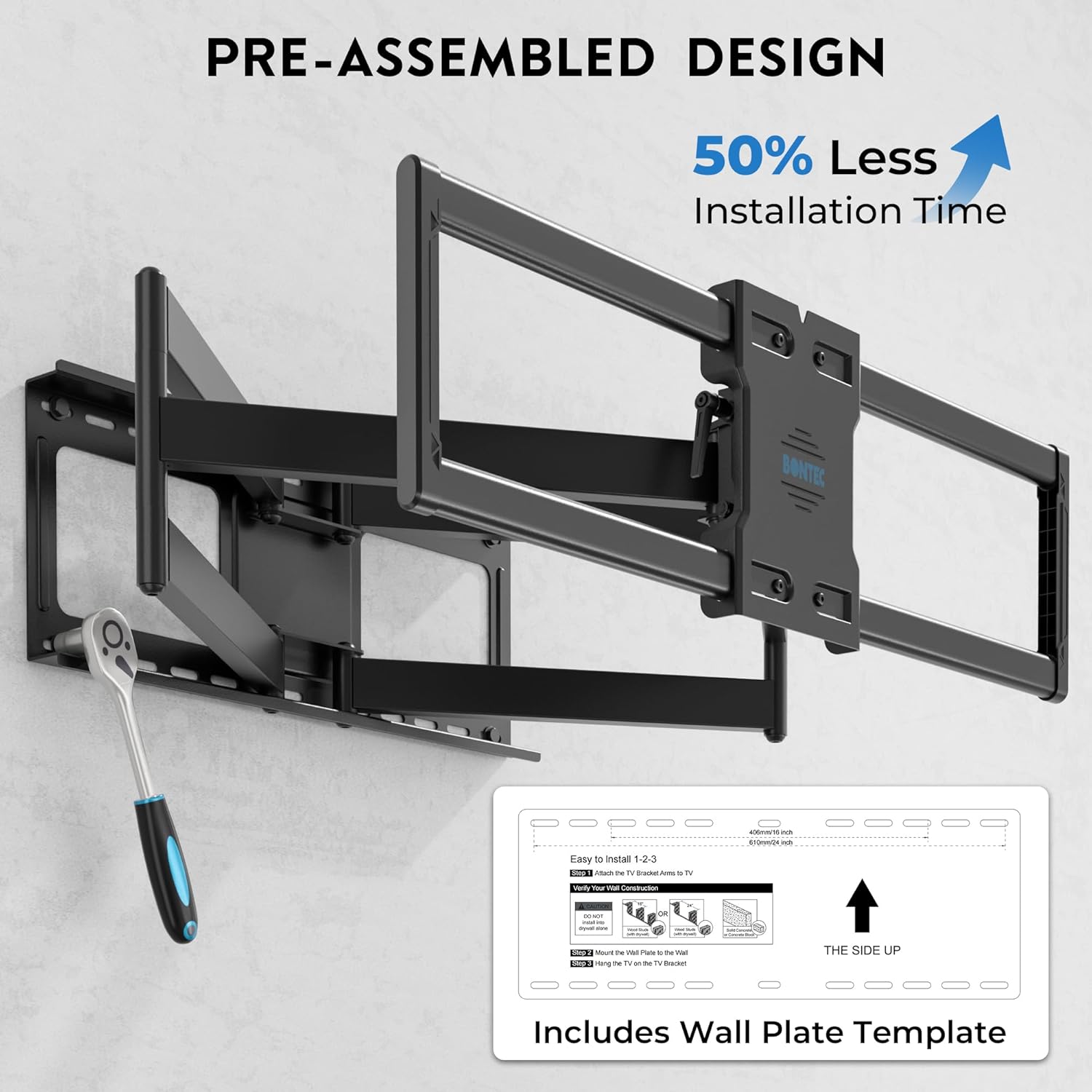 Thumbnail 5 de BONTEC Full Motion Wall Mount for 60–110 Inch TV