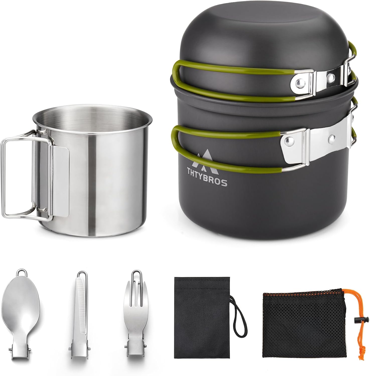 Detalle de THTYBROS HW-SO01 Camping Cookware Set with Aluminium Pots and Foldable Handles
