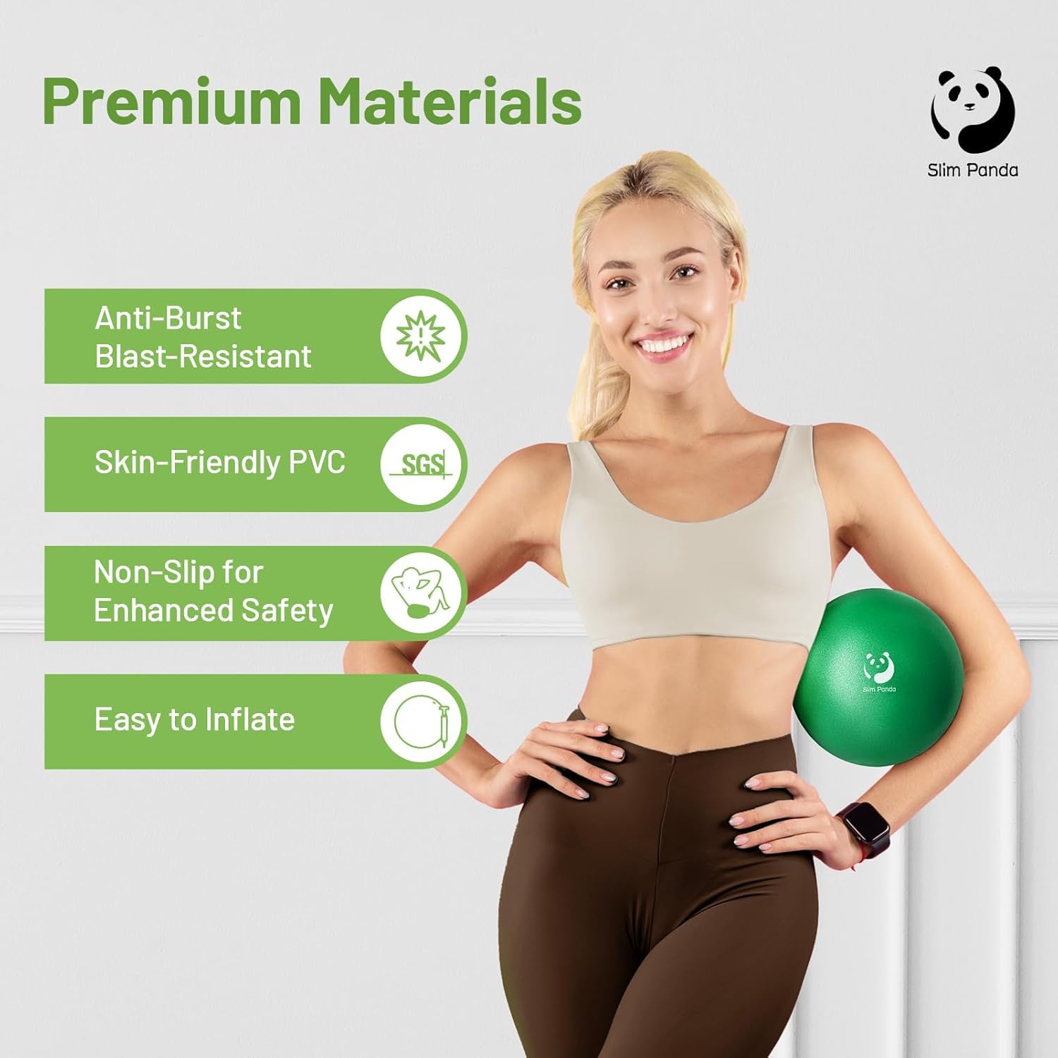 Detalle de Slim Panda Gymnastikball Klein 23–25 cm – Pilates Ball mit Aufblasbarem Strohhalm, Soft Yoga Ball für Home Fitness
