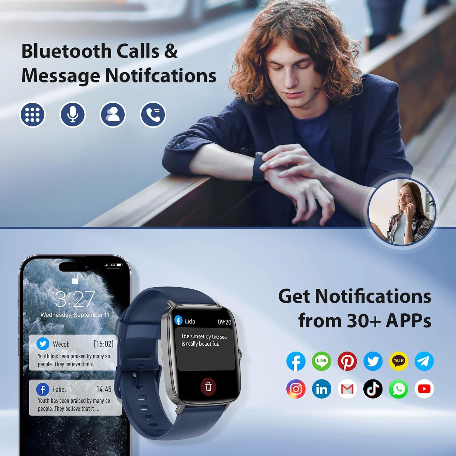 Detalle 2 de Smart Watch for Men with Call Answering 1.85" HD Screen