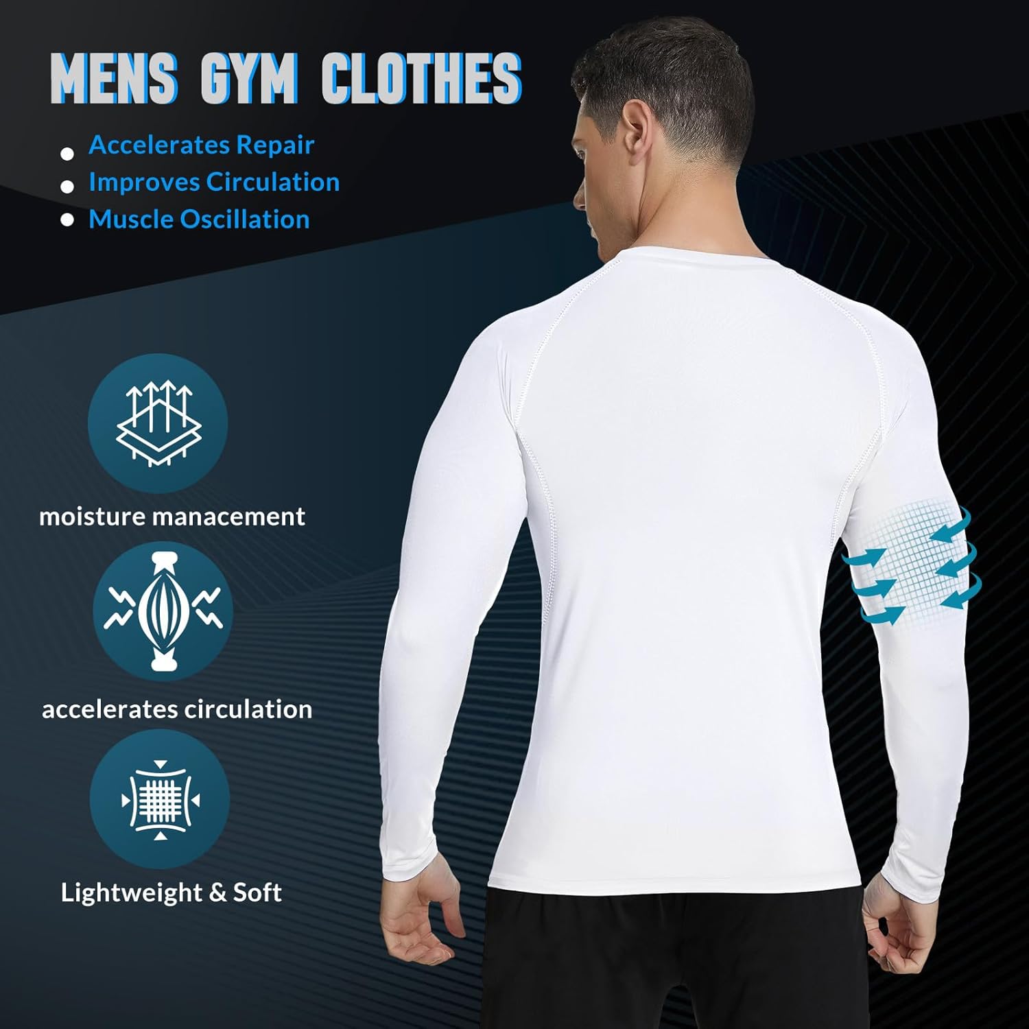 Thumbnail 4 de MEETWEE Maglietta Compressione Uomo – maniche lunghe/corte, traspirante e versatile per palestra, running e ciclismo