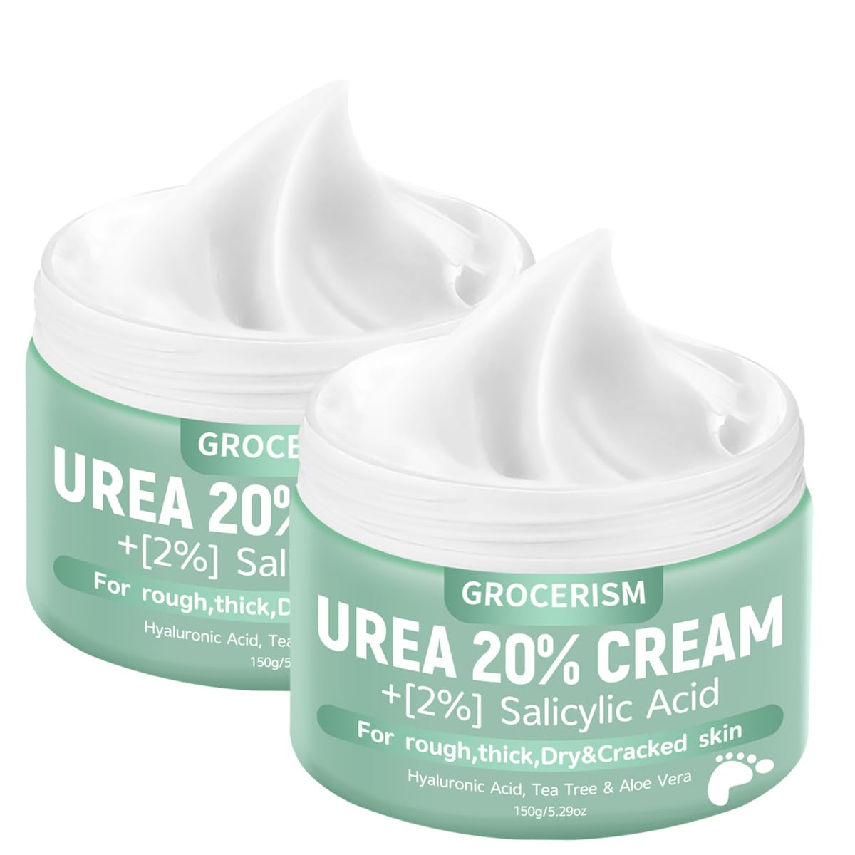 Thumbnail 6 de 2er-Pack Urea Creme 40% – Hornhautentferner Fußcreme, Handcreme & mehr (150 g) mit Hyaluronsäure, Teebaum & Aloe Vera
