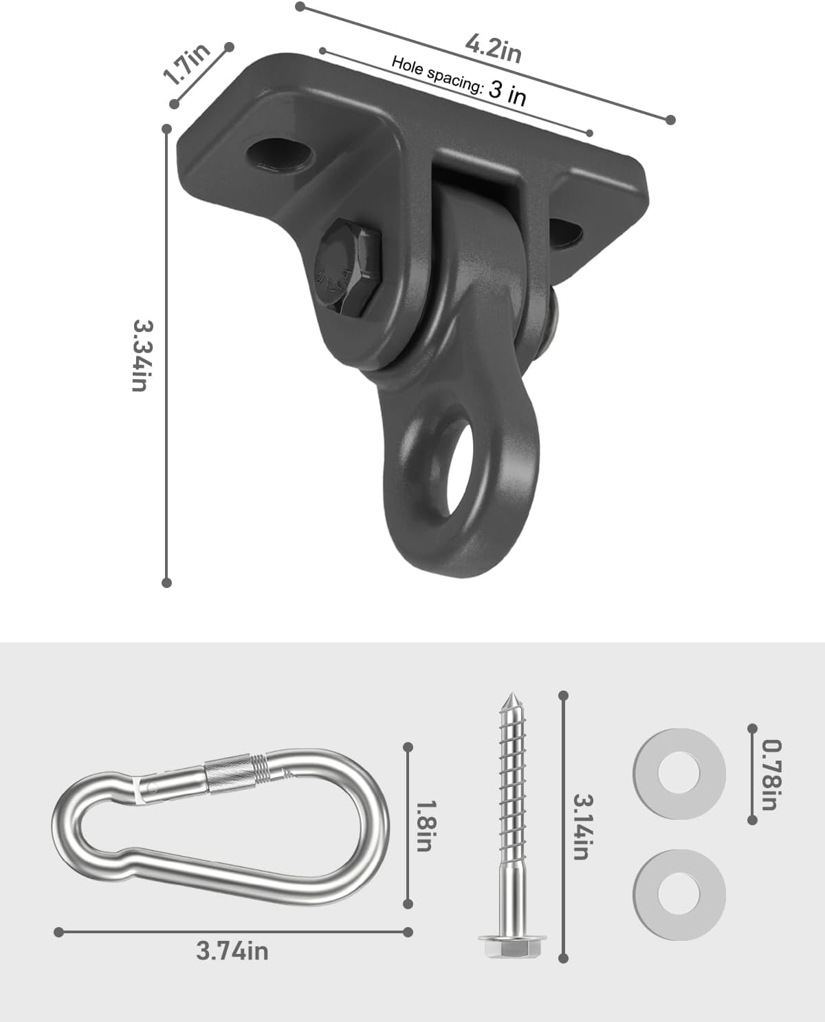 Thumbnail 3 de Heavy Duty Porch Swing Hangers Kit with Aluminum Alloy Construction (8-Pack)