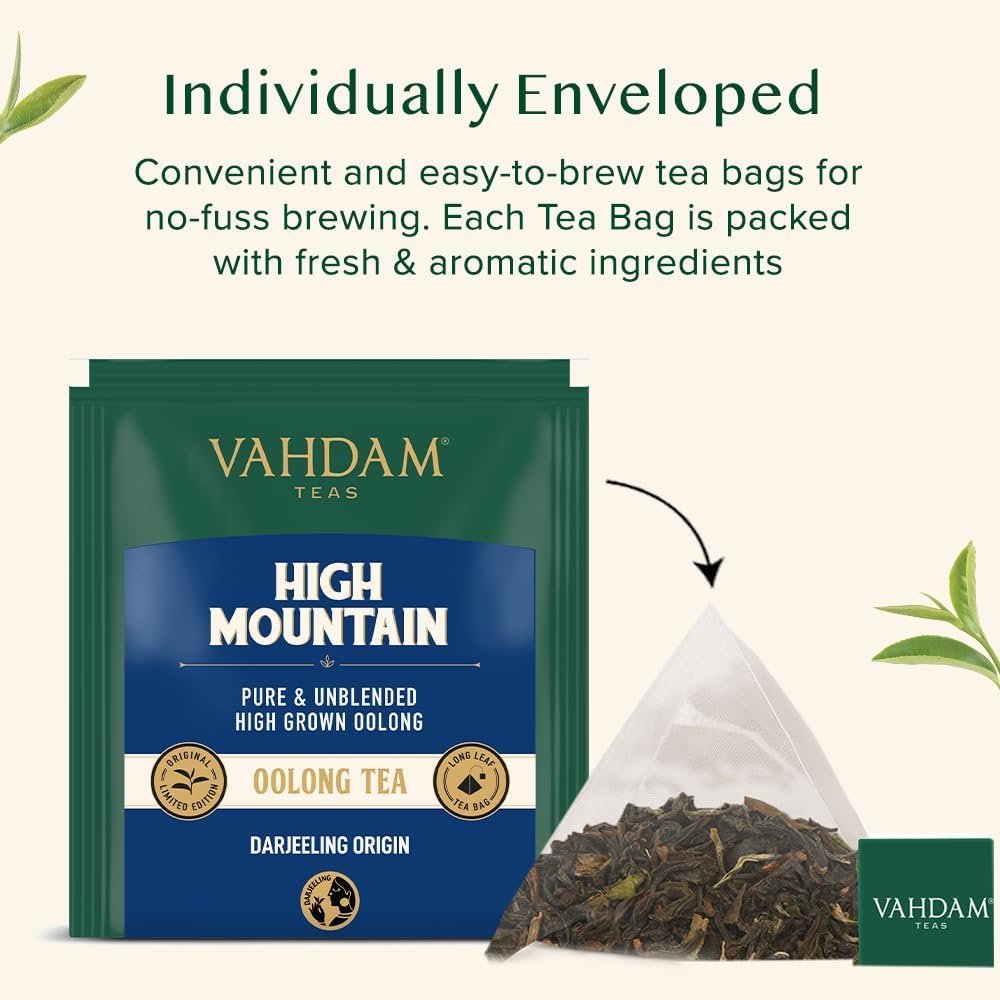 Thumbnail 4 de VAHDAM Tè Oolong di Alta Montagna Darjeeling (30 bustine piramidali)