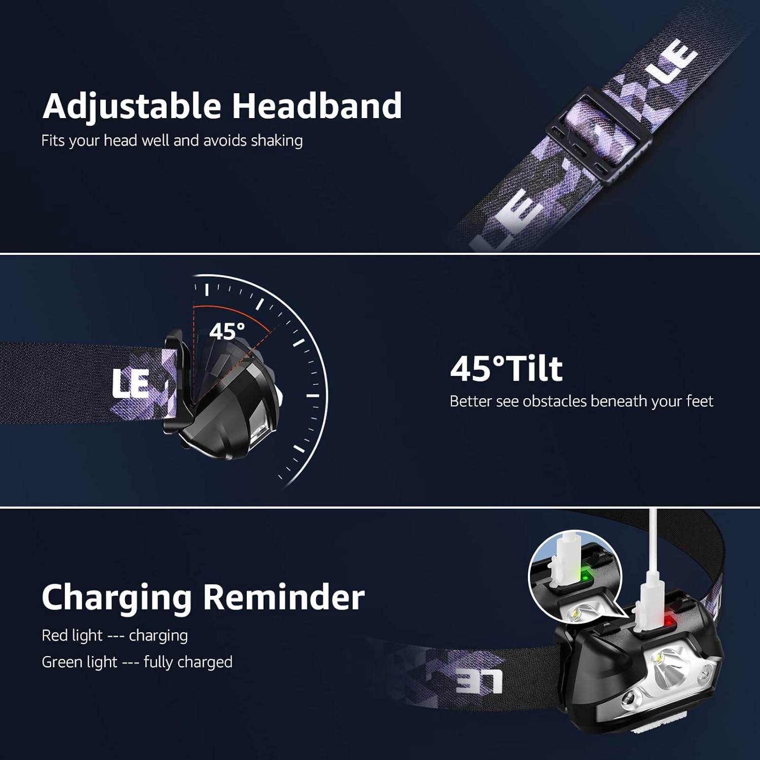 Thumbnail 6 de LE Head Torch Rechargeable 2 Pack