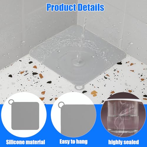 Detalle de YEDOUALE copri scarico doccia in silicone, set da 4, 20×20 e 12×12 cm