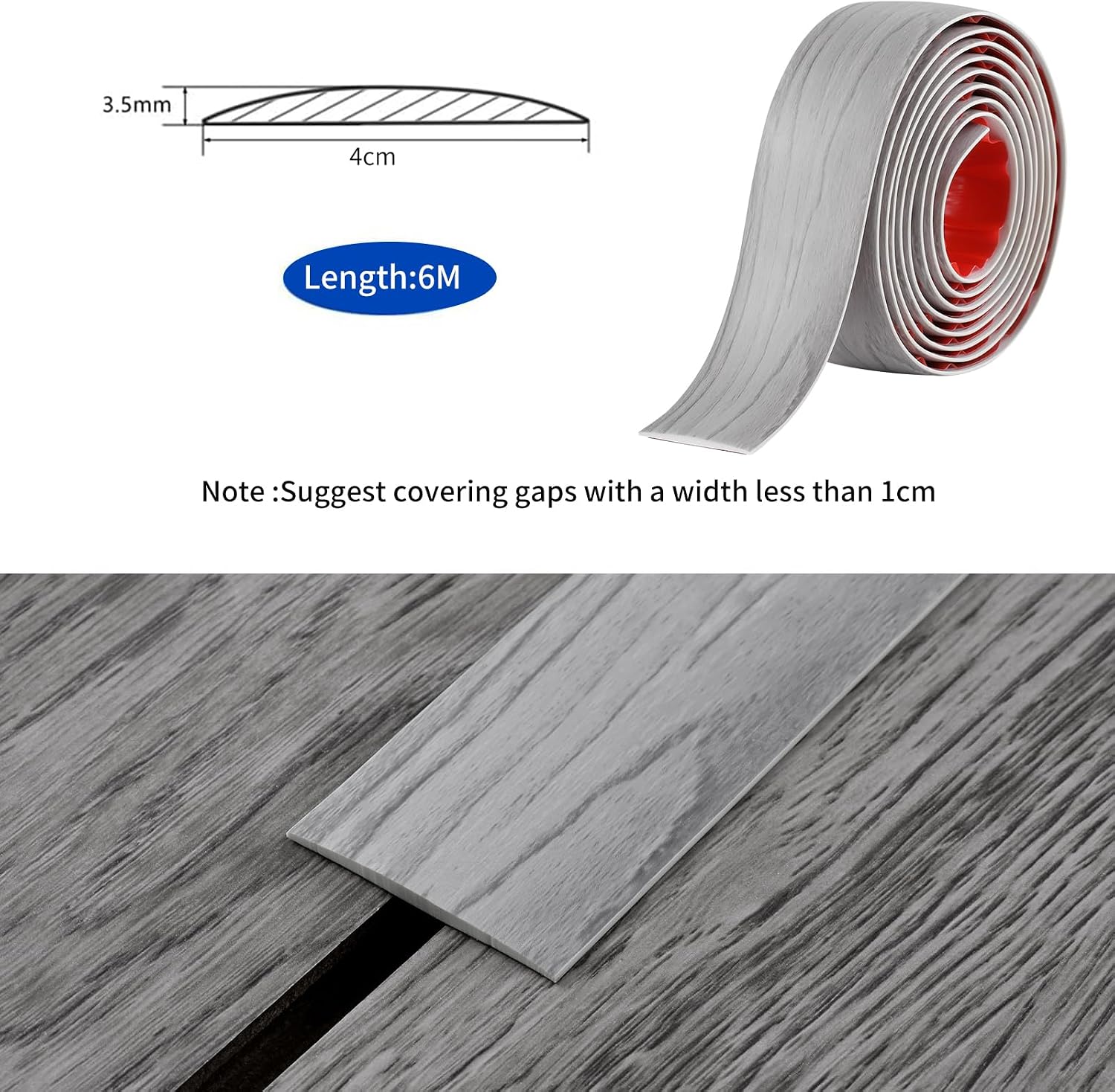 Detalle 2 de 6M PVC Floor Transition Strip 4cm