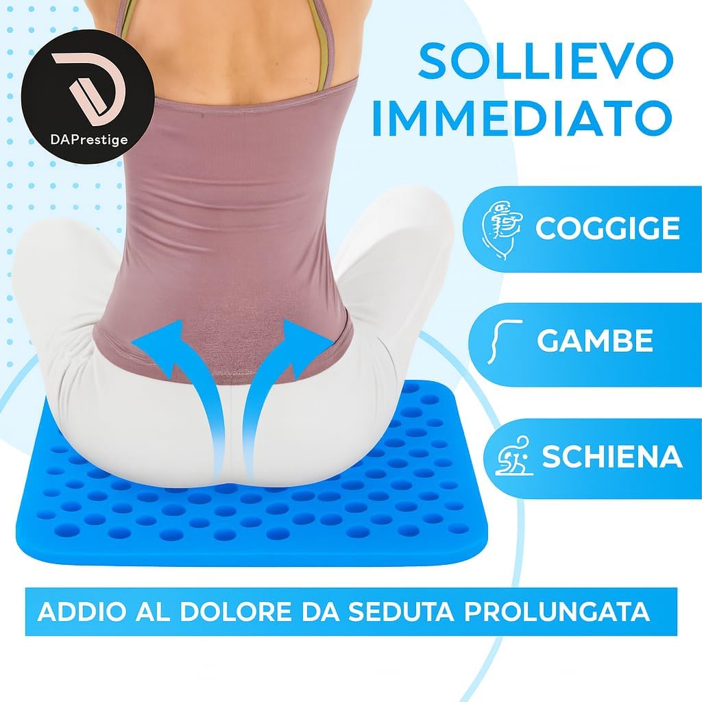 Detalle 2 de Cuscino ergonomico in gel con rivestimento sfoderabile e lavabile per sedia (Comfort antidolorifico) – traspirante anti-calore