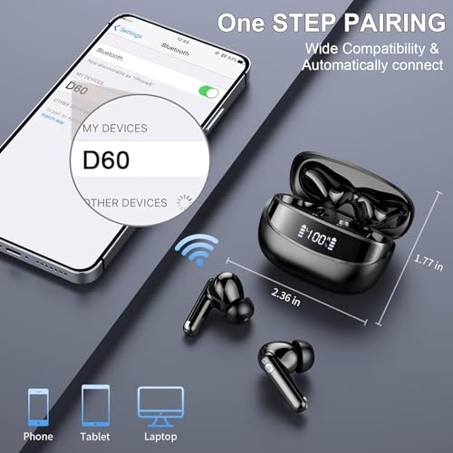 Detalle de Nerunsa Auriculares Inalámbricos Bluetooth 5.4: 48 h de autonomía, IP7 y ENC para llamadas claras