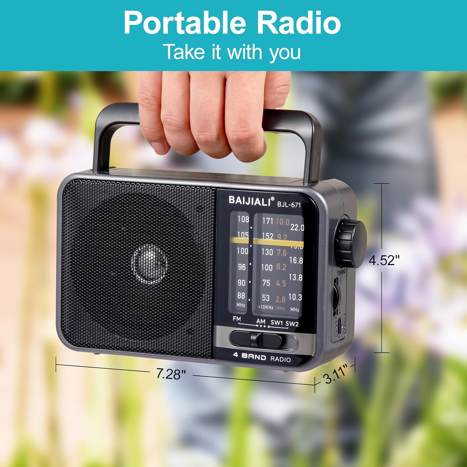 Detalle 2 de BJL-671 Portable AM/FM Transistor Radio with USB 1️⃣