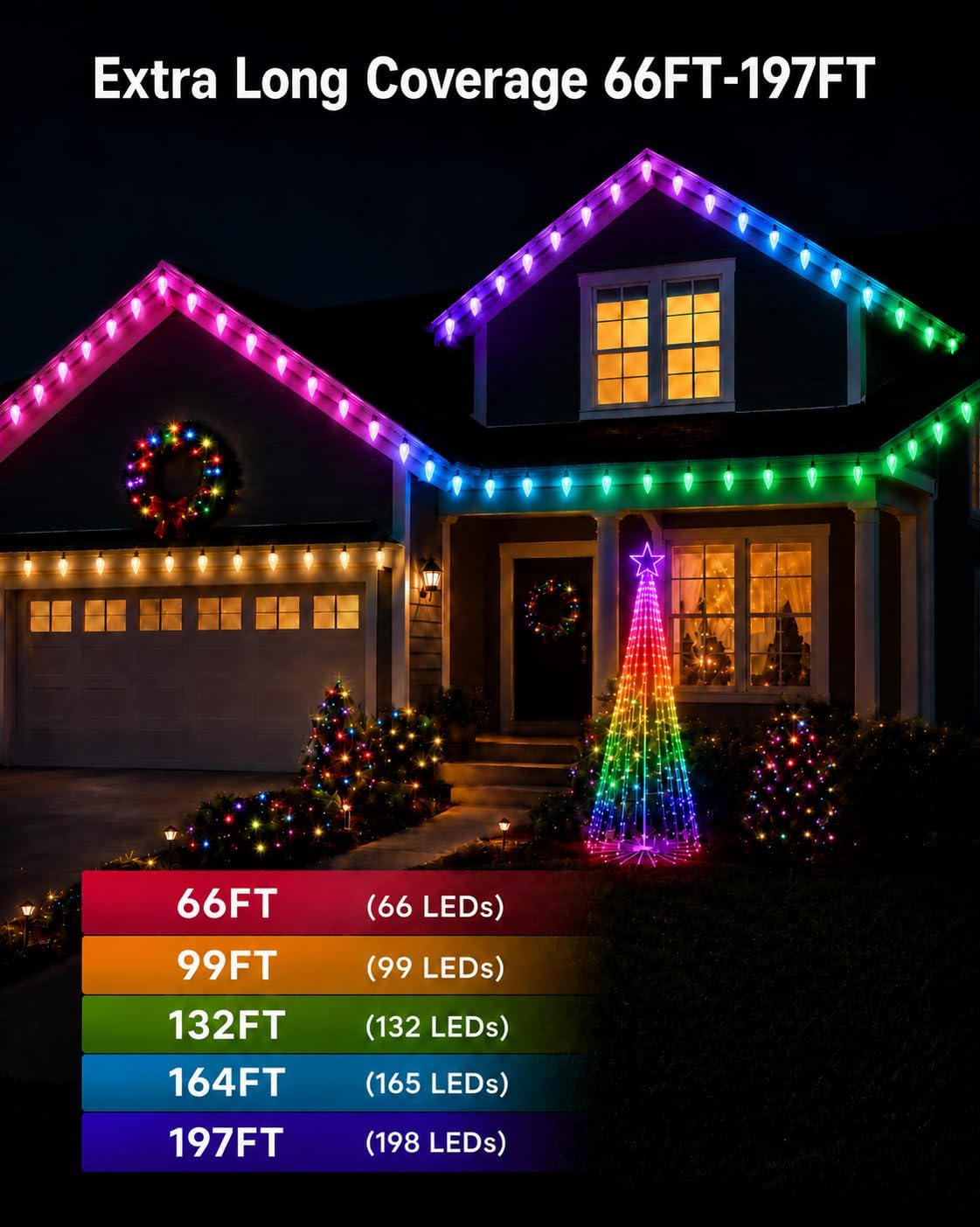 Thumbnail 3 de HIITEN 99FT Smart C9 Christmas Lights, RGB Outdoor String Lights with App Control
