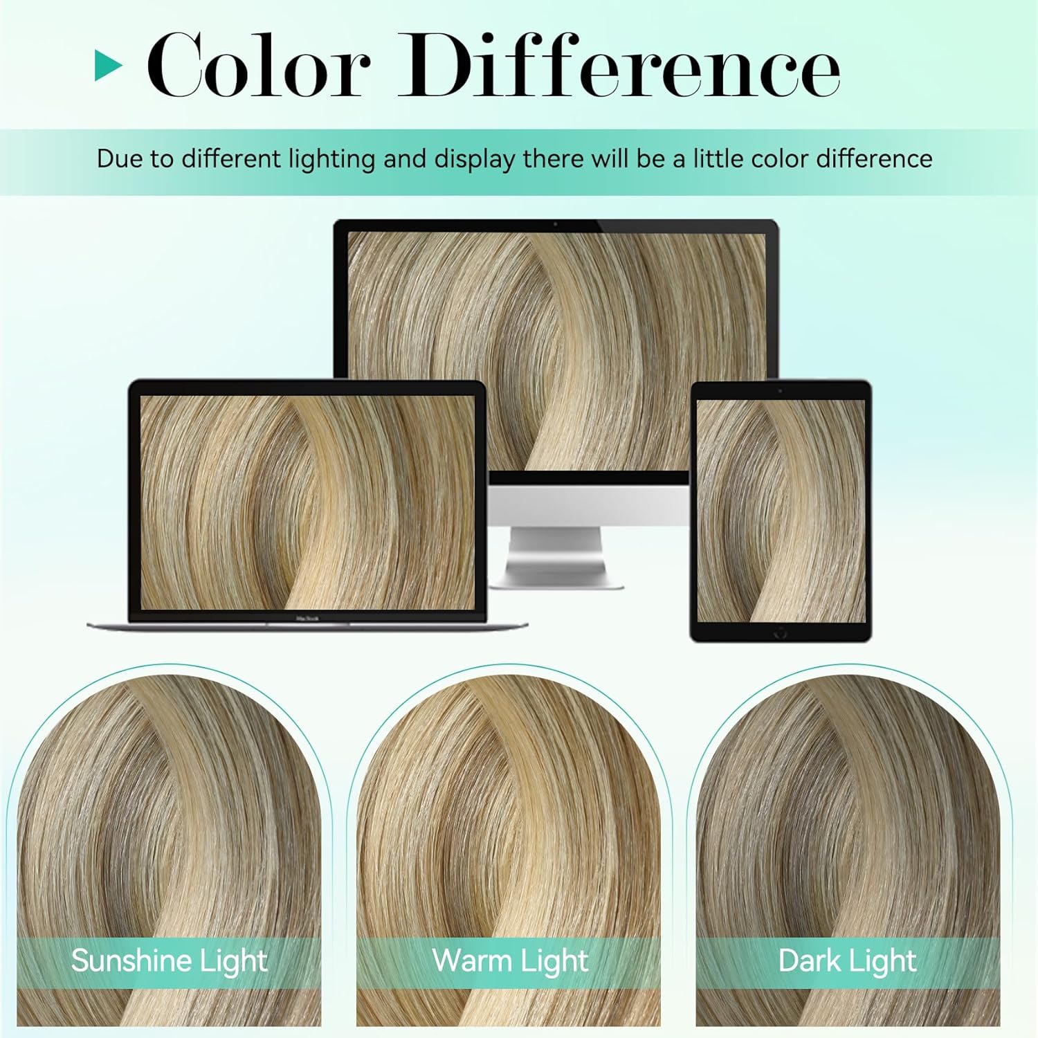 Thumbnail 3 de Ukira Ash Blonde Hair Extensions Real Human Hair, 22 Inch Clip-In 7-Pc Set