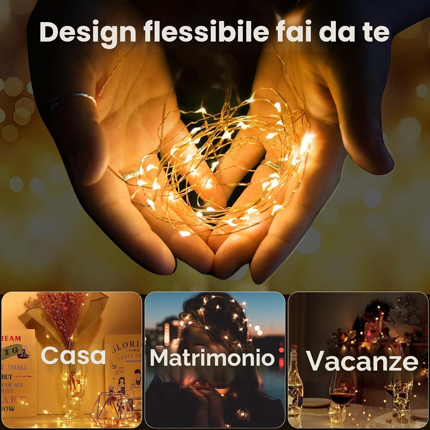 Thumbnail 5 de KOBWA Luci per bottiglie con sughero – set 3 luci LED USB ricaricabili