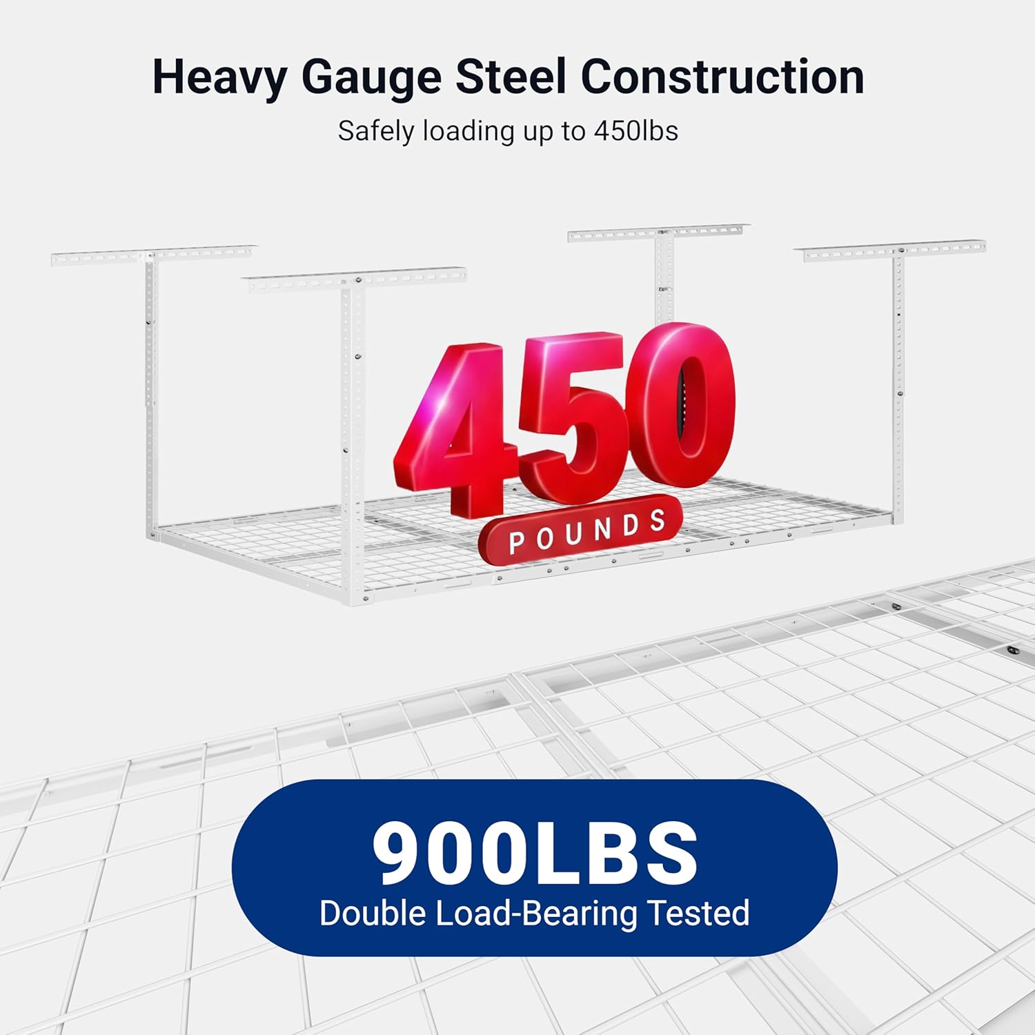 Thumbnail 2 de FLEXIMOUNTS 3x6 Overhead Garage Storage Adjustable Ceiling Rack (White) — 72" x 36" x 22–40