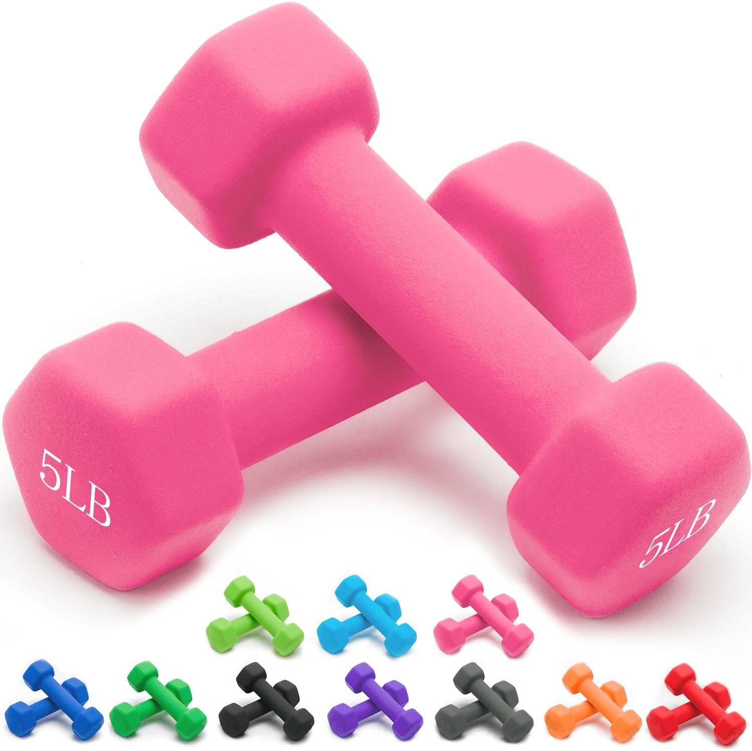 Detalle de Portzon Neoprene dumbbells 1 pair, Hex-Head Dumbbell Set with Non-Slip Grip