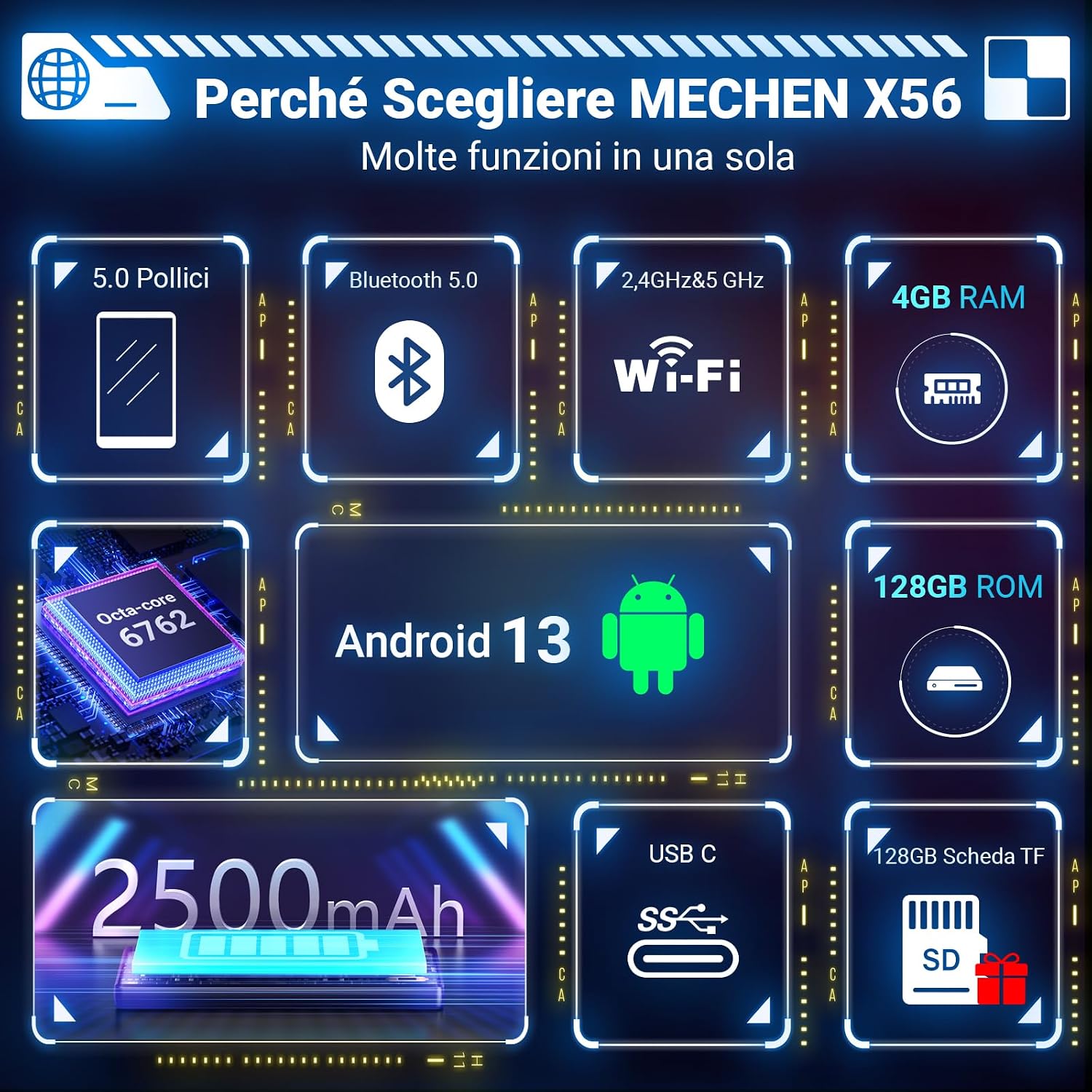 Thumbnail 1 de MECHEN 256GB Lettore MP3 con Spotify Bluetooth WiFi, Android 13 (X56-D)