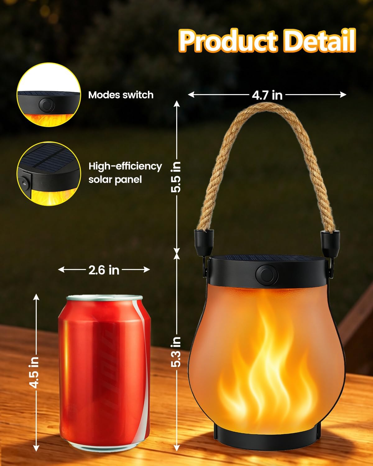 Detalle de SANJICHA solar lights 6-Pack Outdoor Lanterns, Flickering Flame, IP65