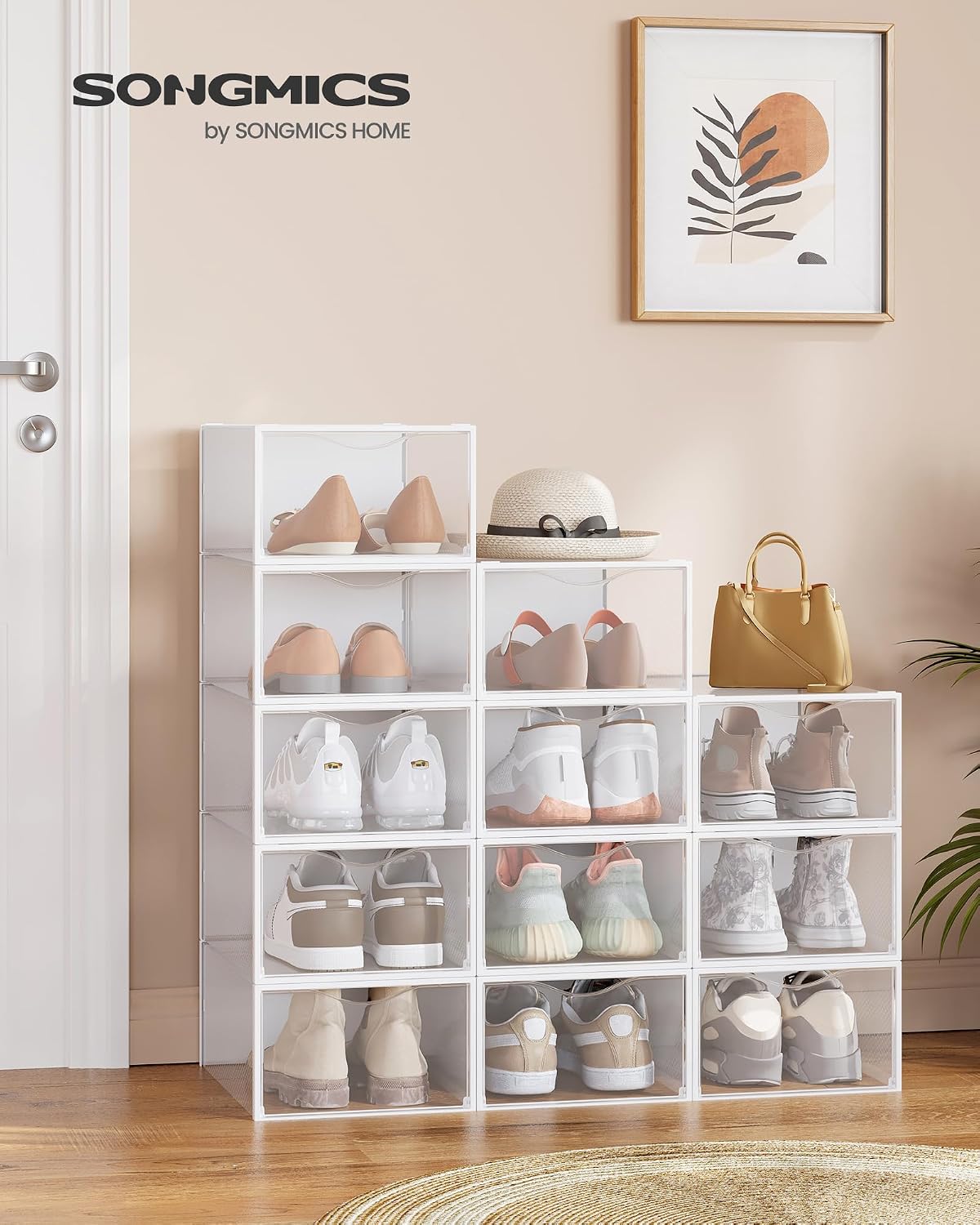 Detalle 2 de SONGMICS LSP312W01 scatole scarpe trasparenti 12 pezzi