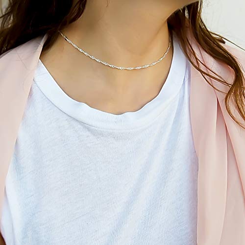 Thumbnail 3 de Annika Bella Twisted Singapore Chain Choker — Silver, Adjustable Layering Necklace